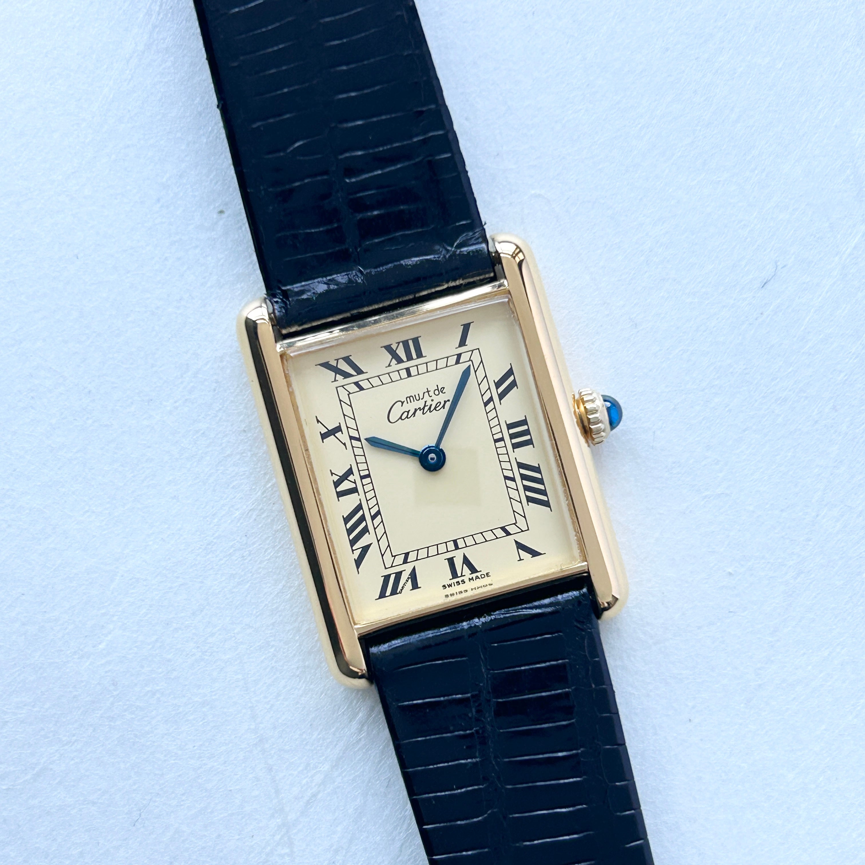 [Cartier] Cartier Must Tank LM Manual Winding Ivory Roman with accessories