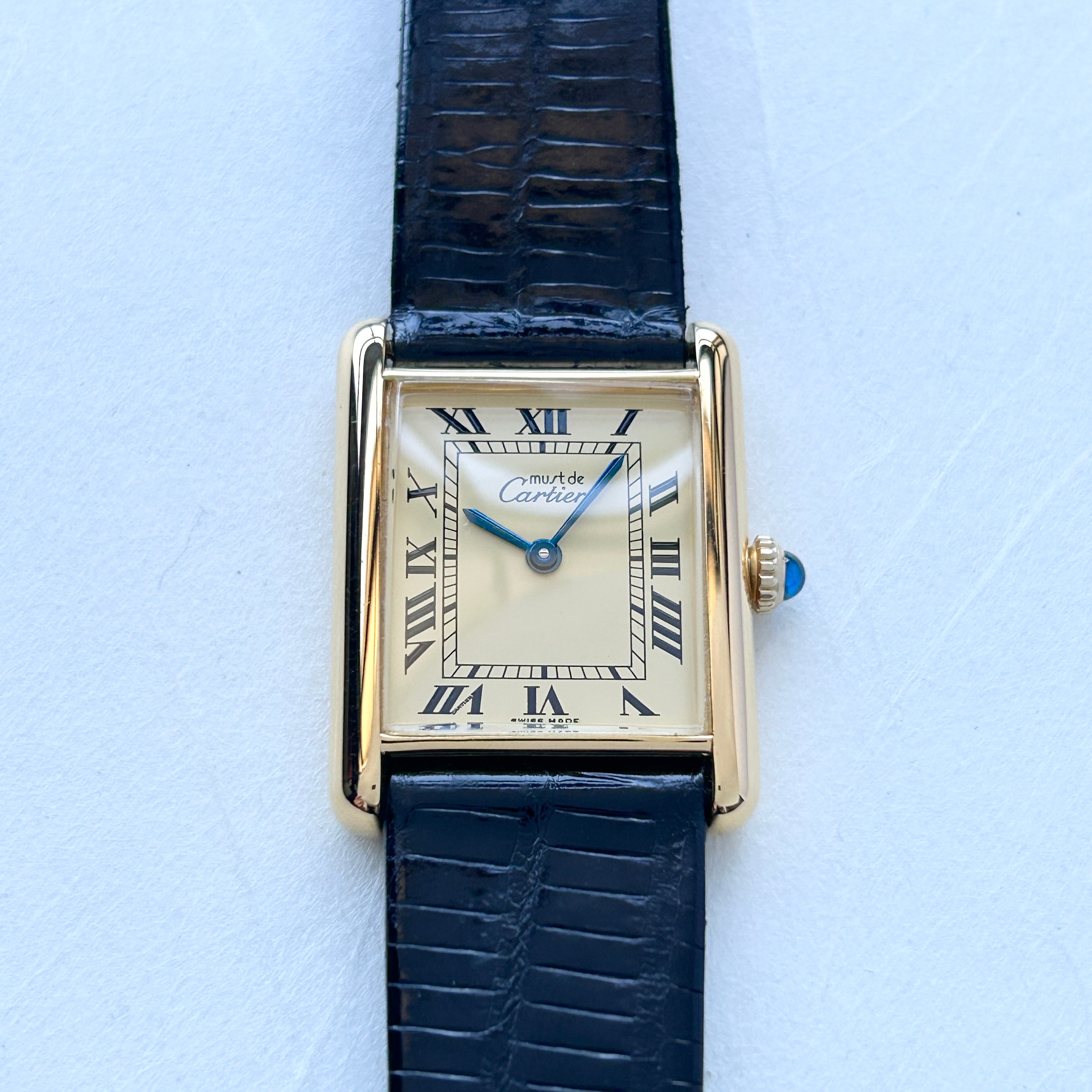 [Cartier] Cartier Must Tank LM Manual Winding Ivory Roman with accessories