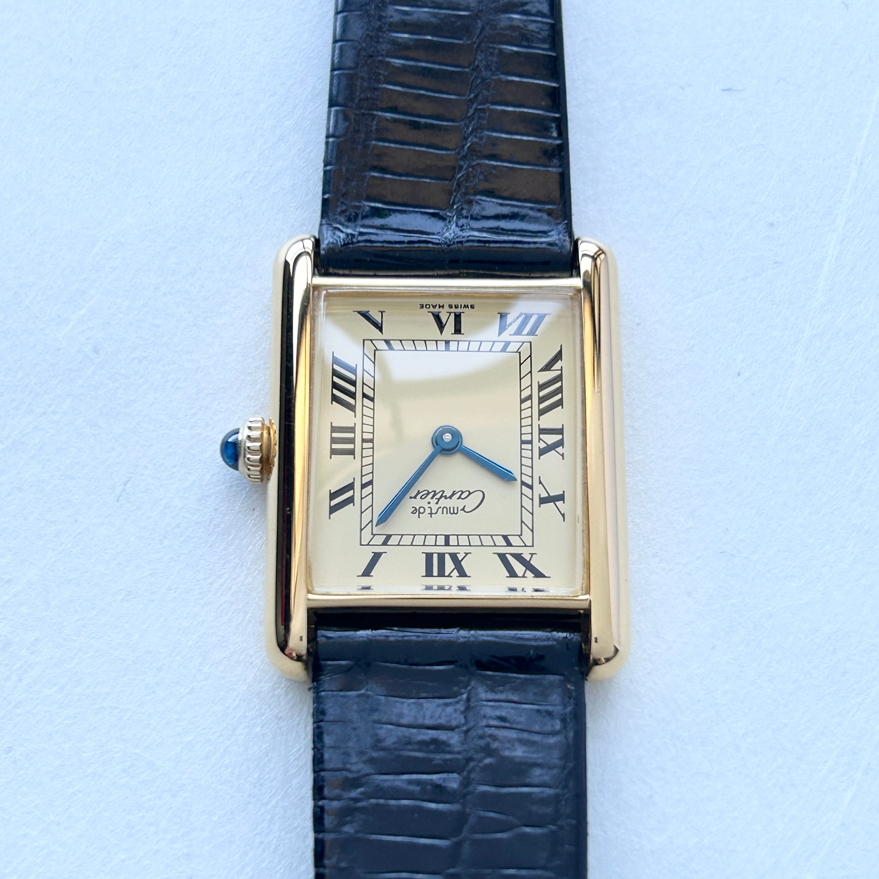 [Cartier] Cartier Must Tank LM Manual Winding Ivory Roman with accessories