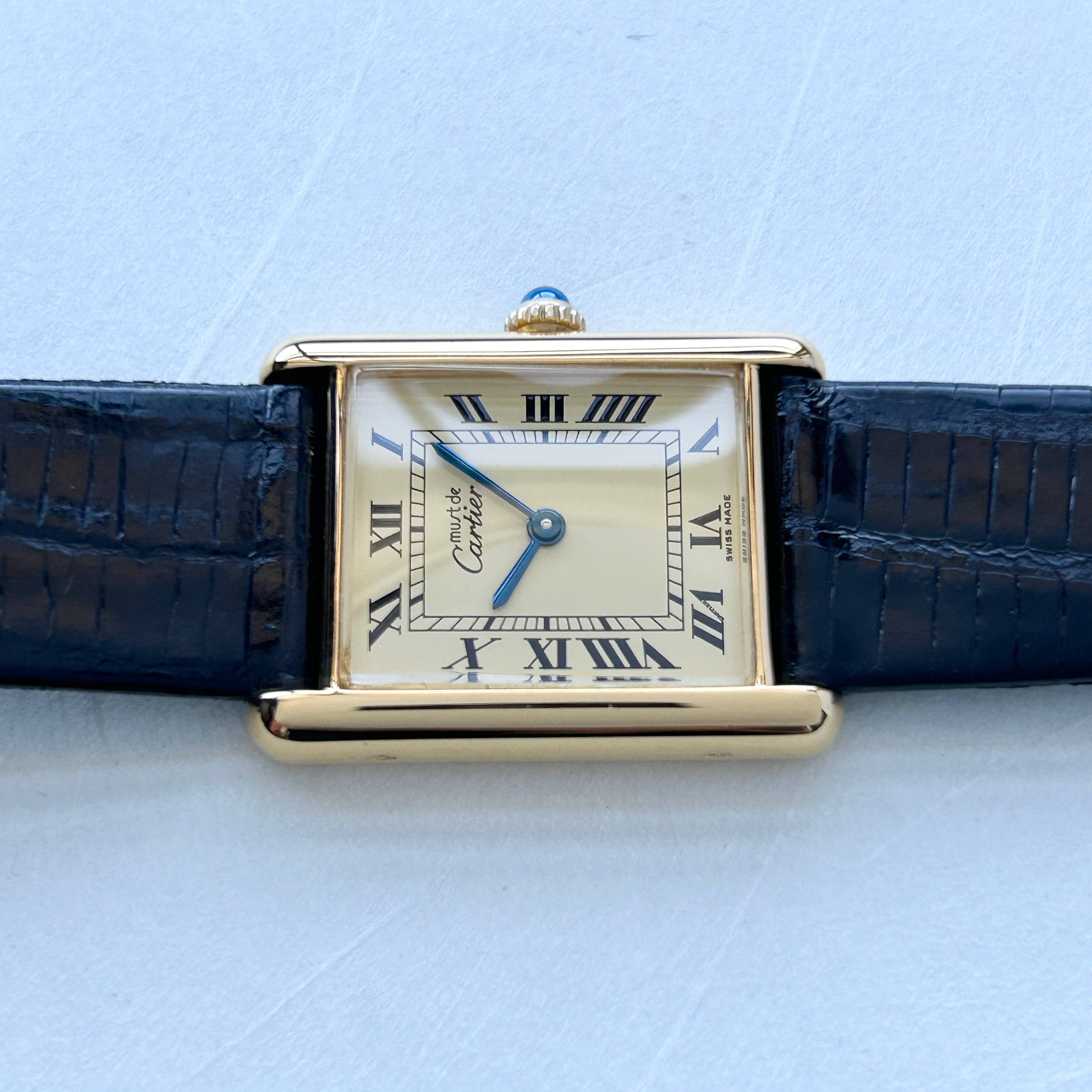 [Cartier] Cartier Must Tank LM Manual Winding Ivory Roman with accessories