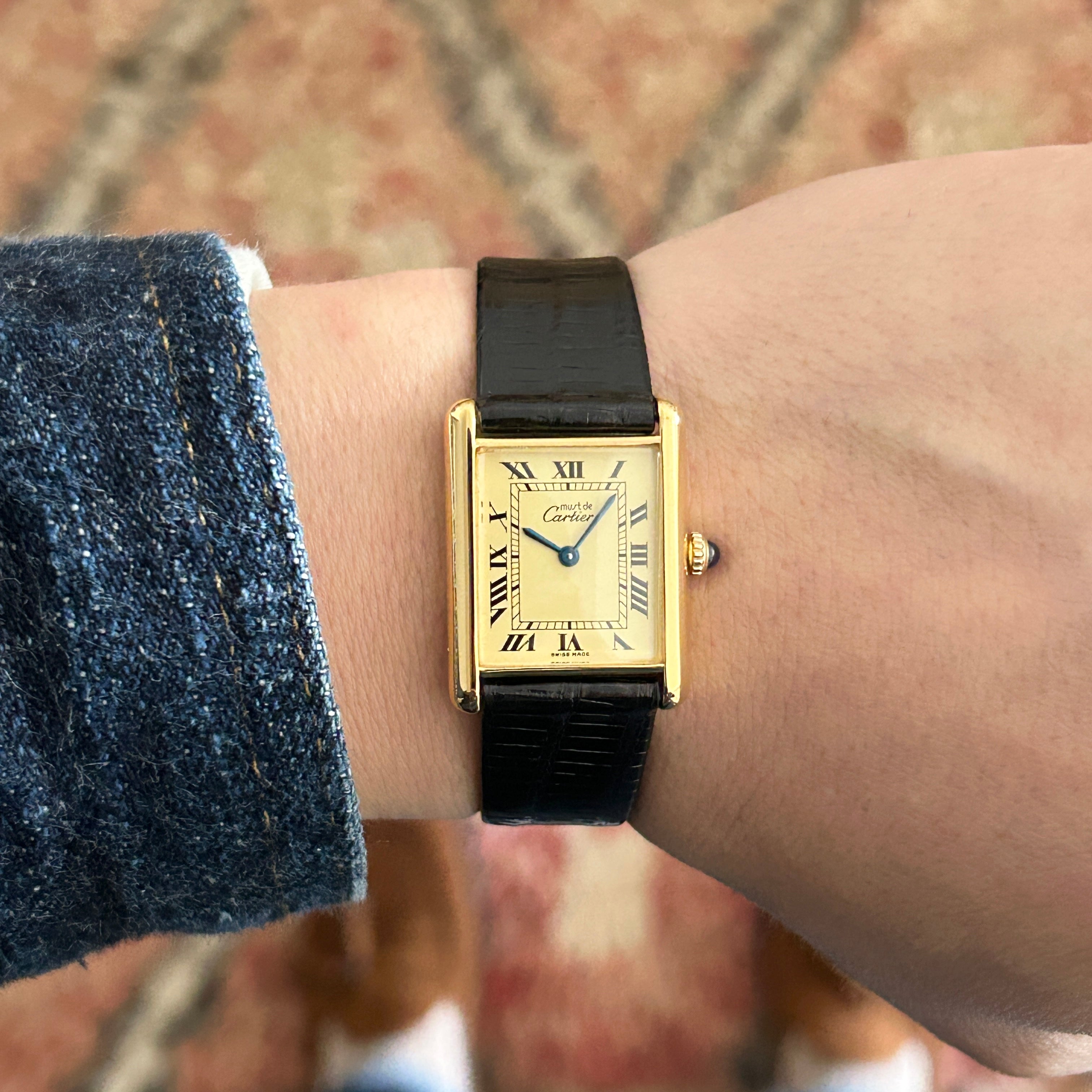 [Cartier] Cartier Must Tank LM Manual Winding Ivory Roman with accessories