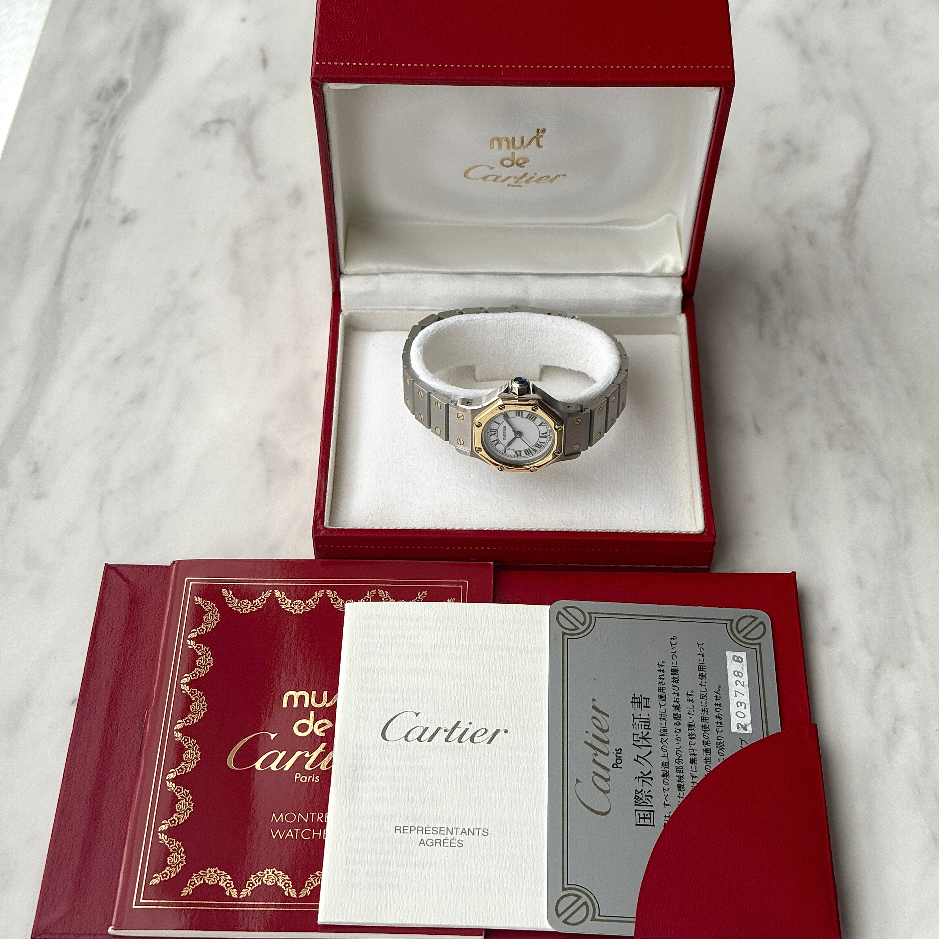 【Cartier】カルティエ サントスオクタゴンSM 18KYG×SS 永久保証書付き カルティエコンプリートサービス済み