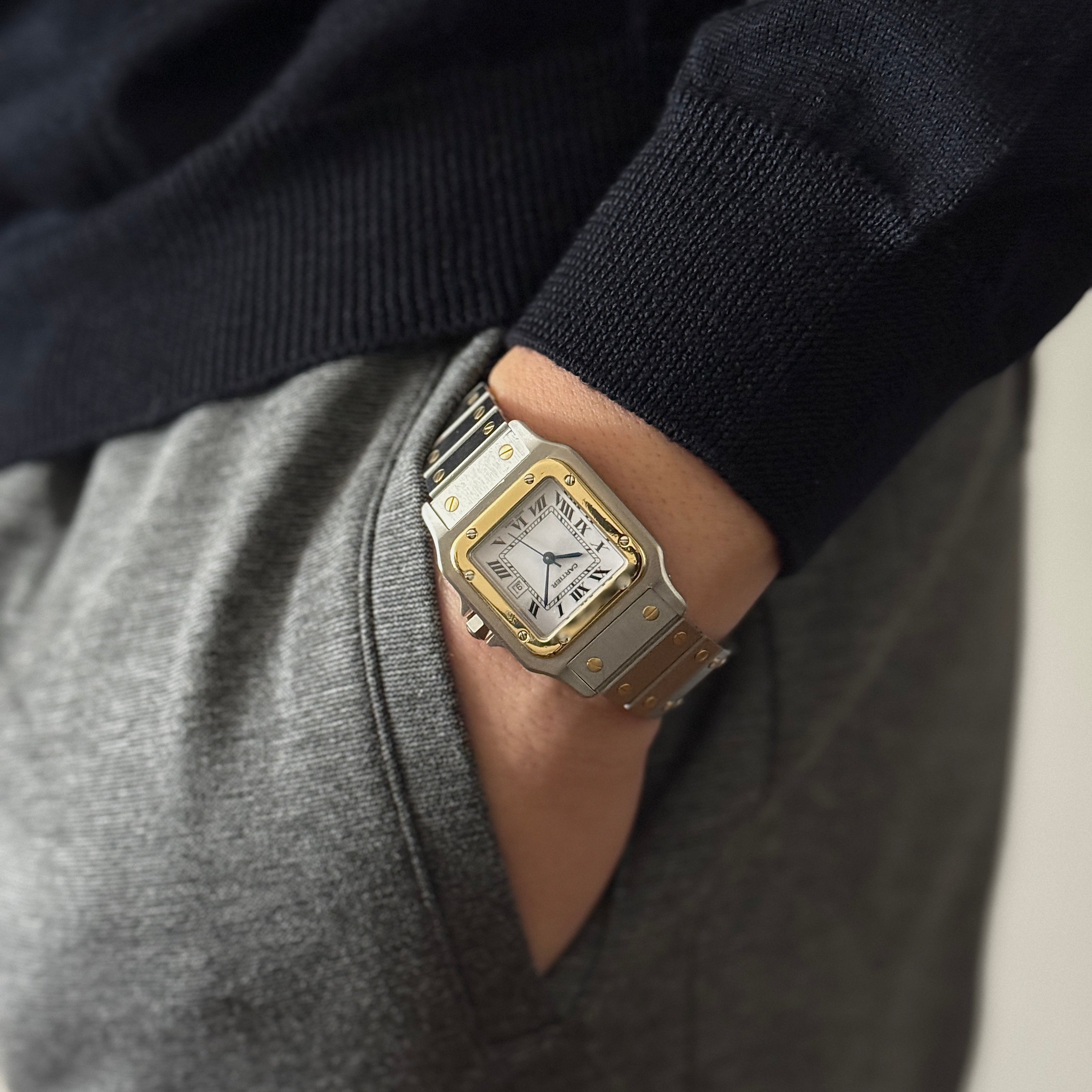 【Cartier】カルティエ サントスカレLM 18KYG×SS カルティエコンプリートサービス済み