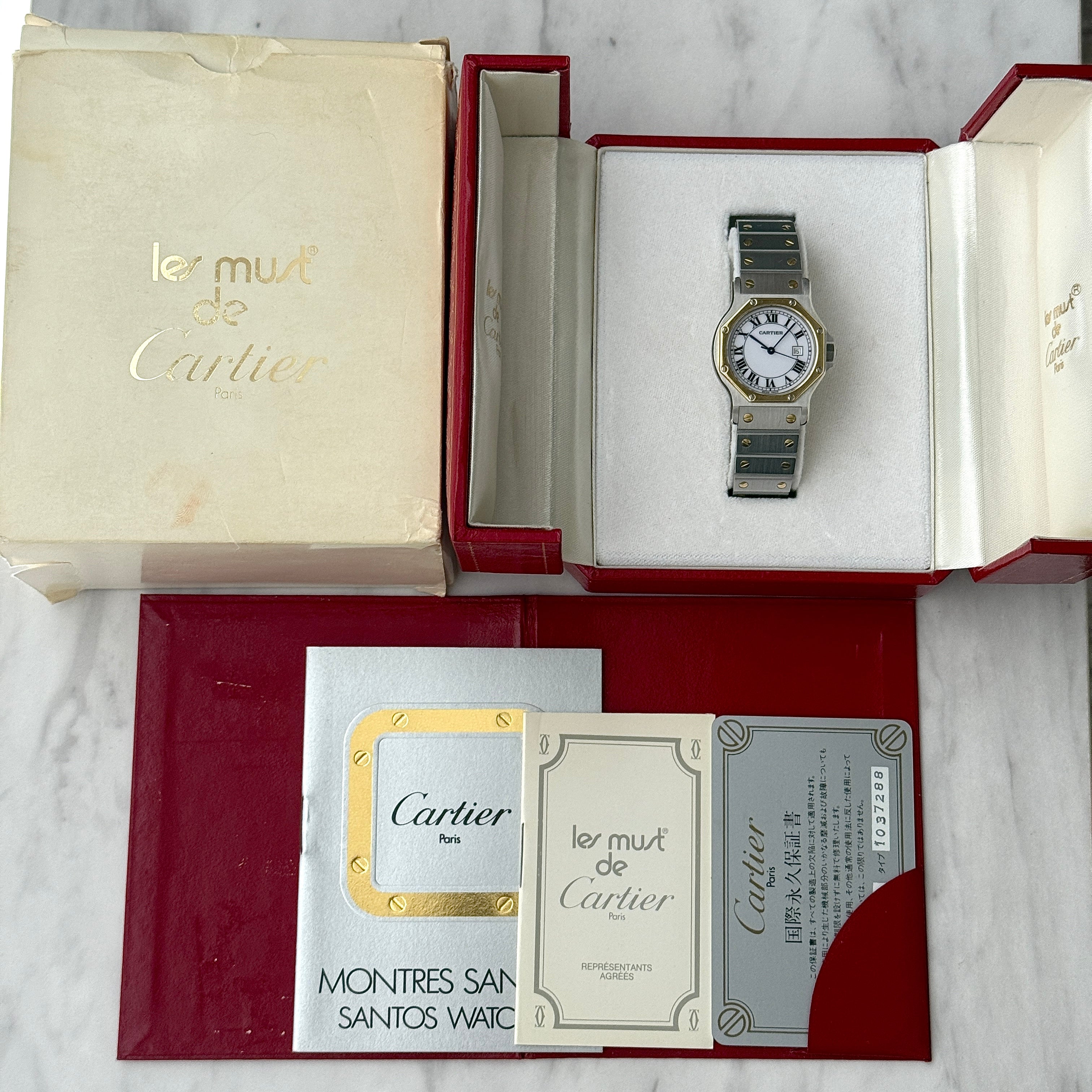 【Cartier】カルティエ サントスオクタゴン LM 18KYG×SS 永久保証書付き カルティエコンプリートサービス済み