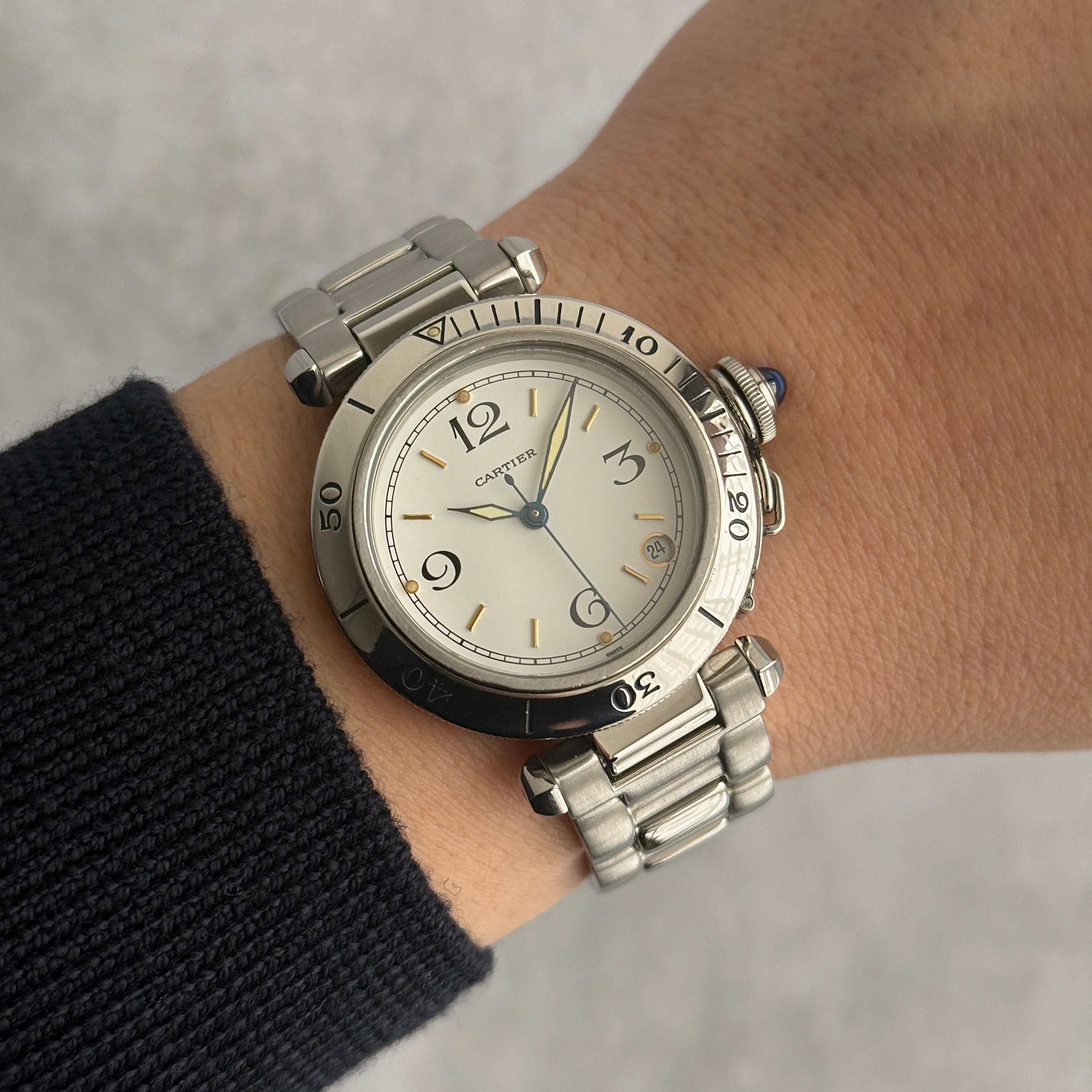 [Cartier] Cartier Pasha C35 Plonger White 12, 3, 6, 9