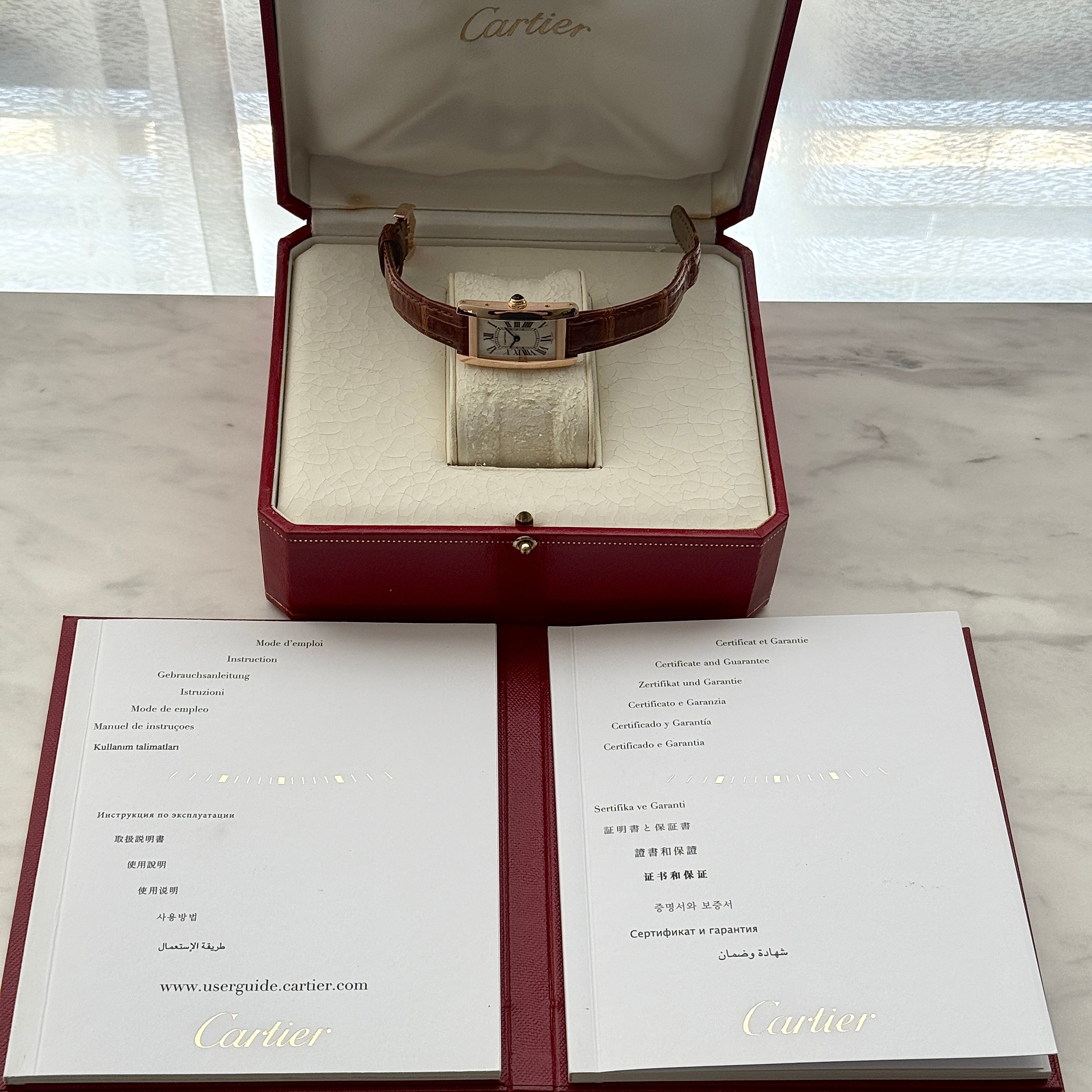 【Cartier】カルティエ タンクアメリカンSM 18KPG 付属品完備 カルティエコンプリートサービス済み