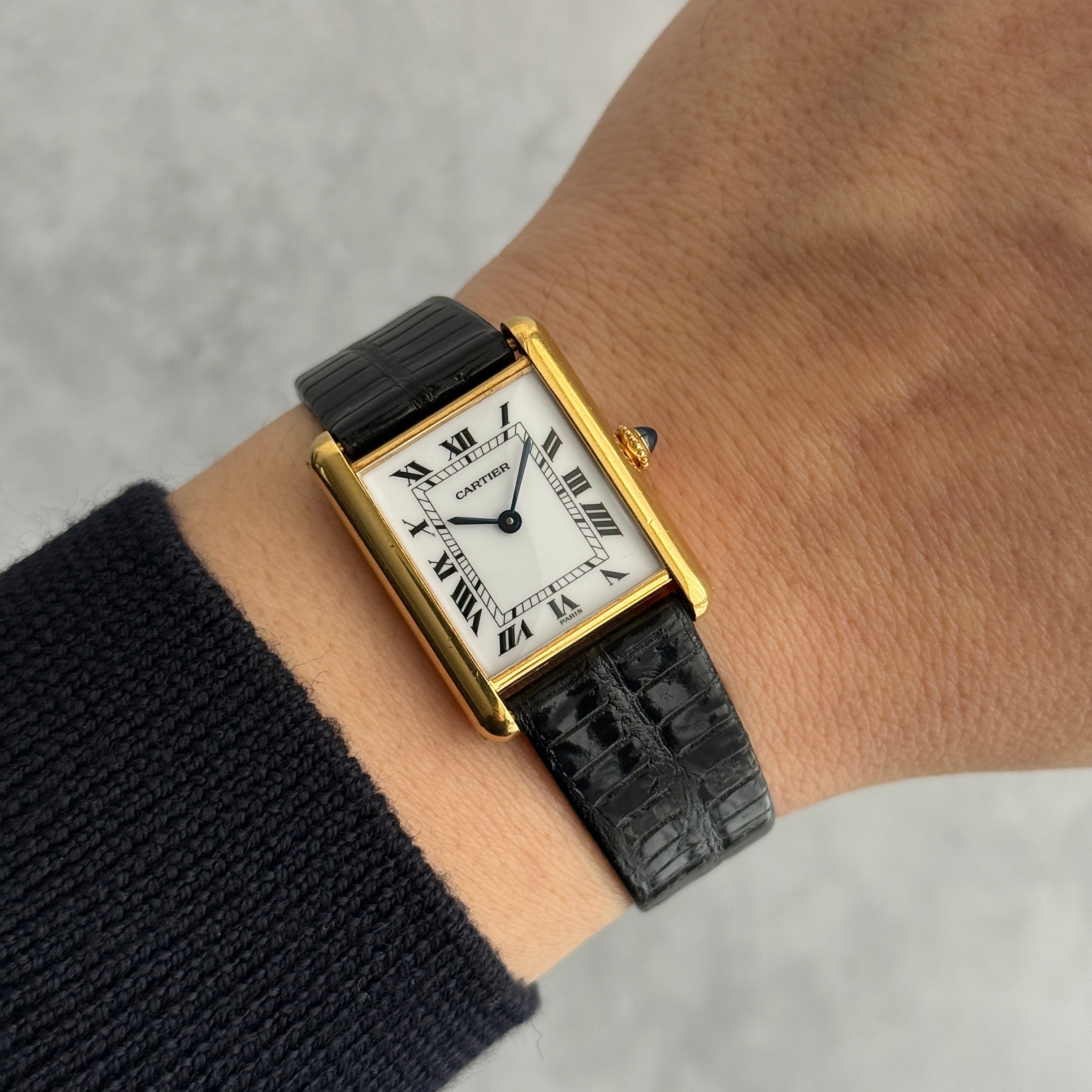 【Cartier】カルティエ タンクルイカルティエLM 18KYG PARIS表記 純正18KYG尾錠付き