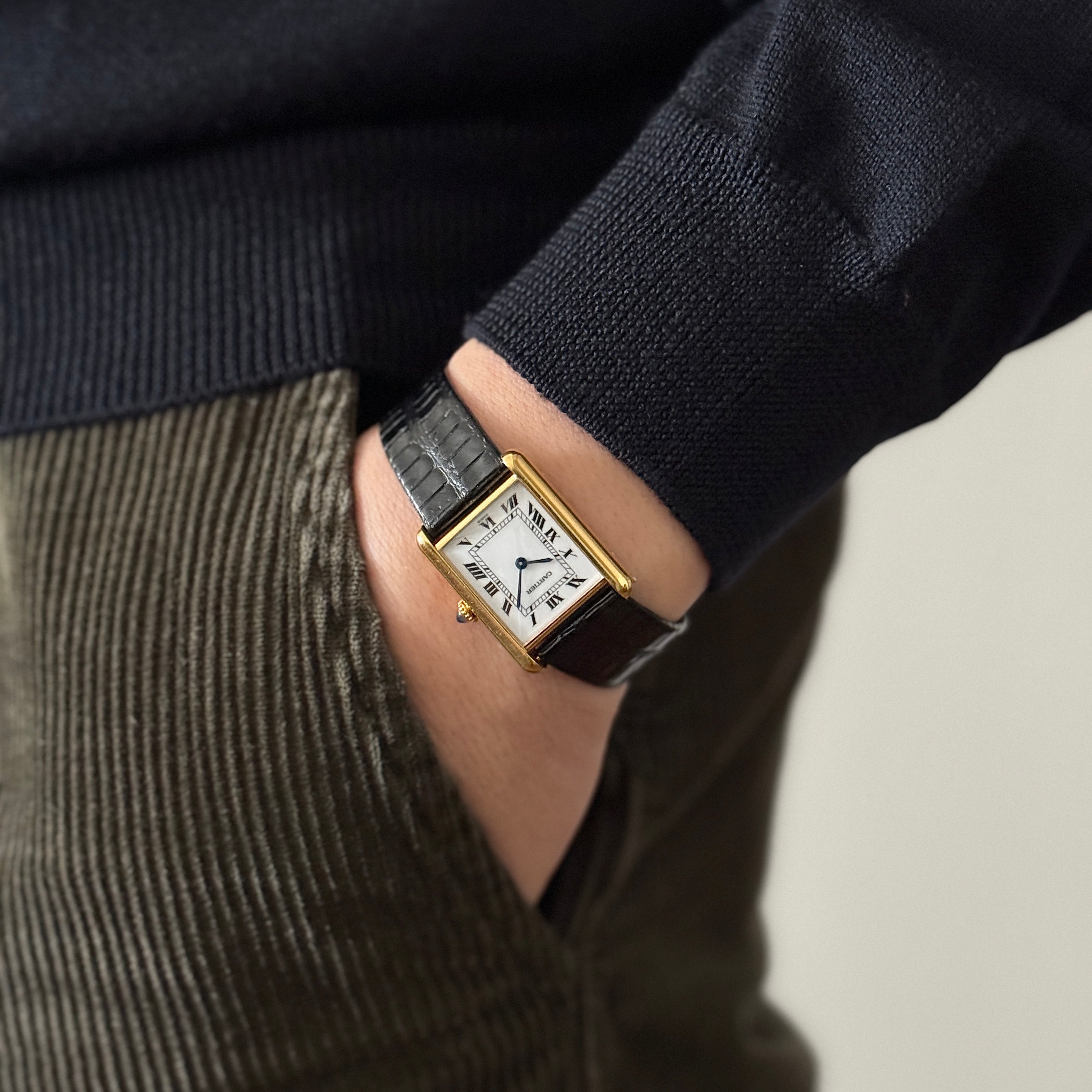 【Cartier】カルティエ タンクルイカルティエLM 18KYG PARIS表記 純正18KYG尾錠付き