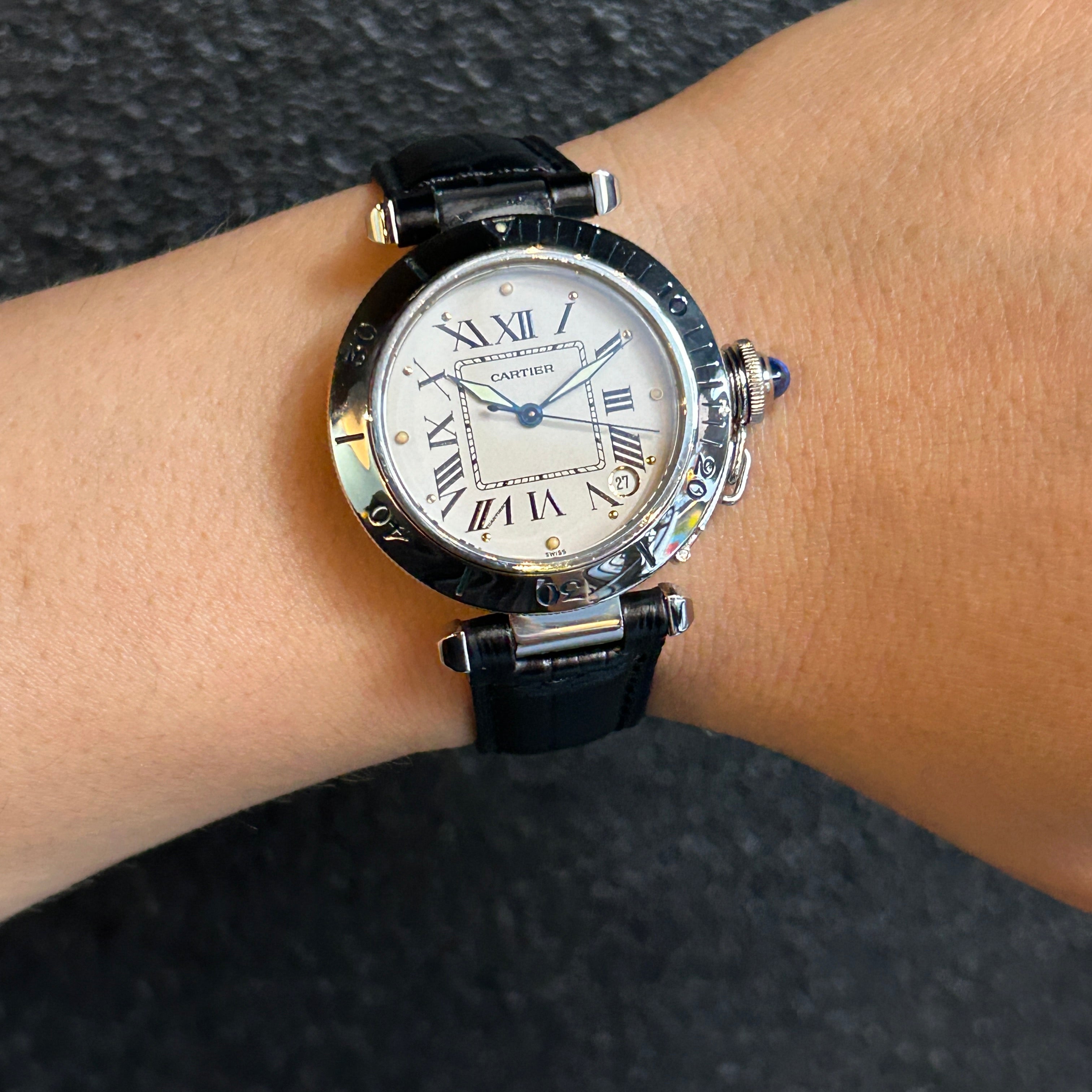 [Cartier] Cartier Pasha C35 outer bezel ivory Roman with accessories