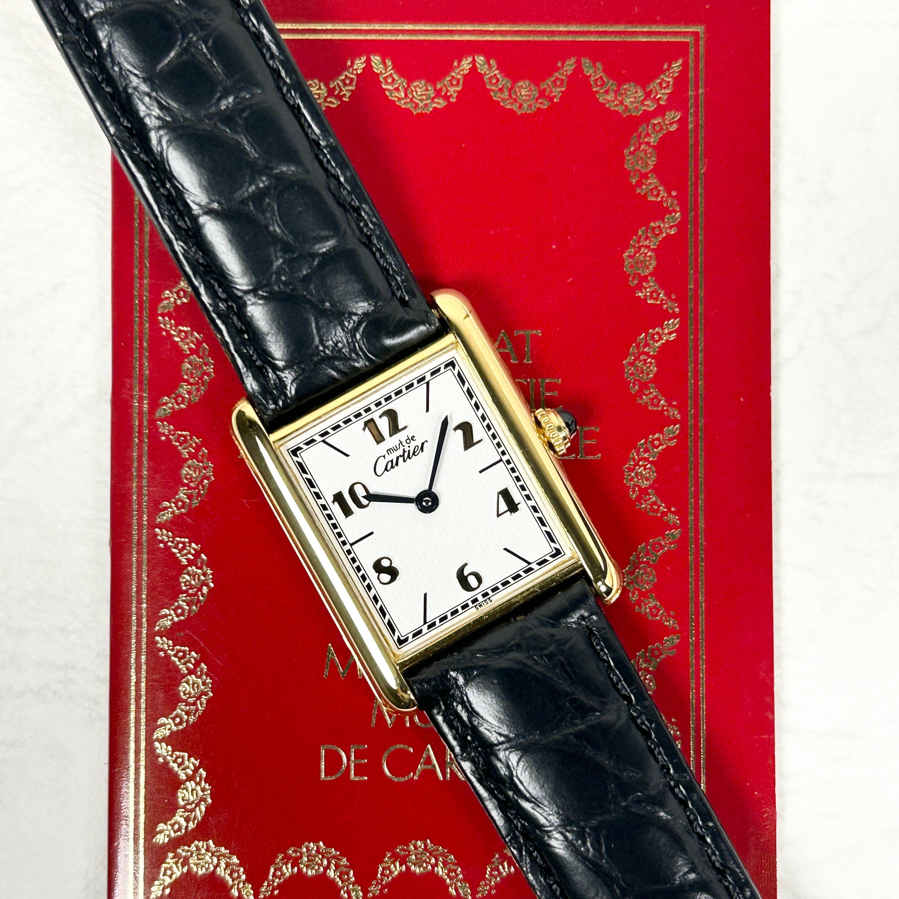 【Cartier】カルティエ<BR>マストタンク LM飛びアラビア 付属品付き