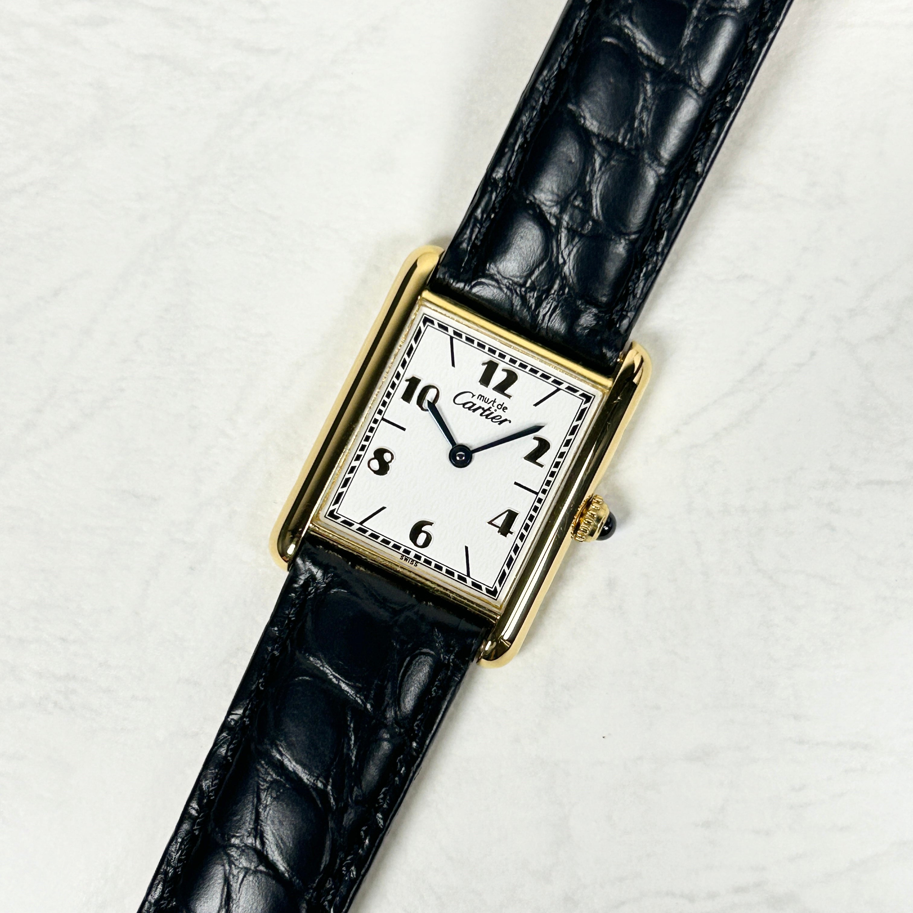 【Cartier】カルティエ<BR>マストタンク LM飛びアラビア 付属品付き