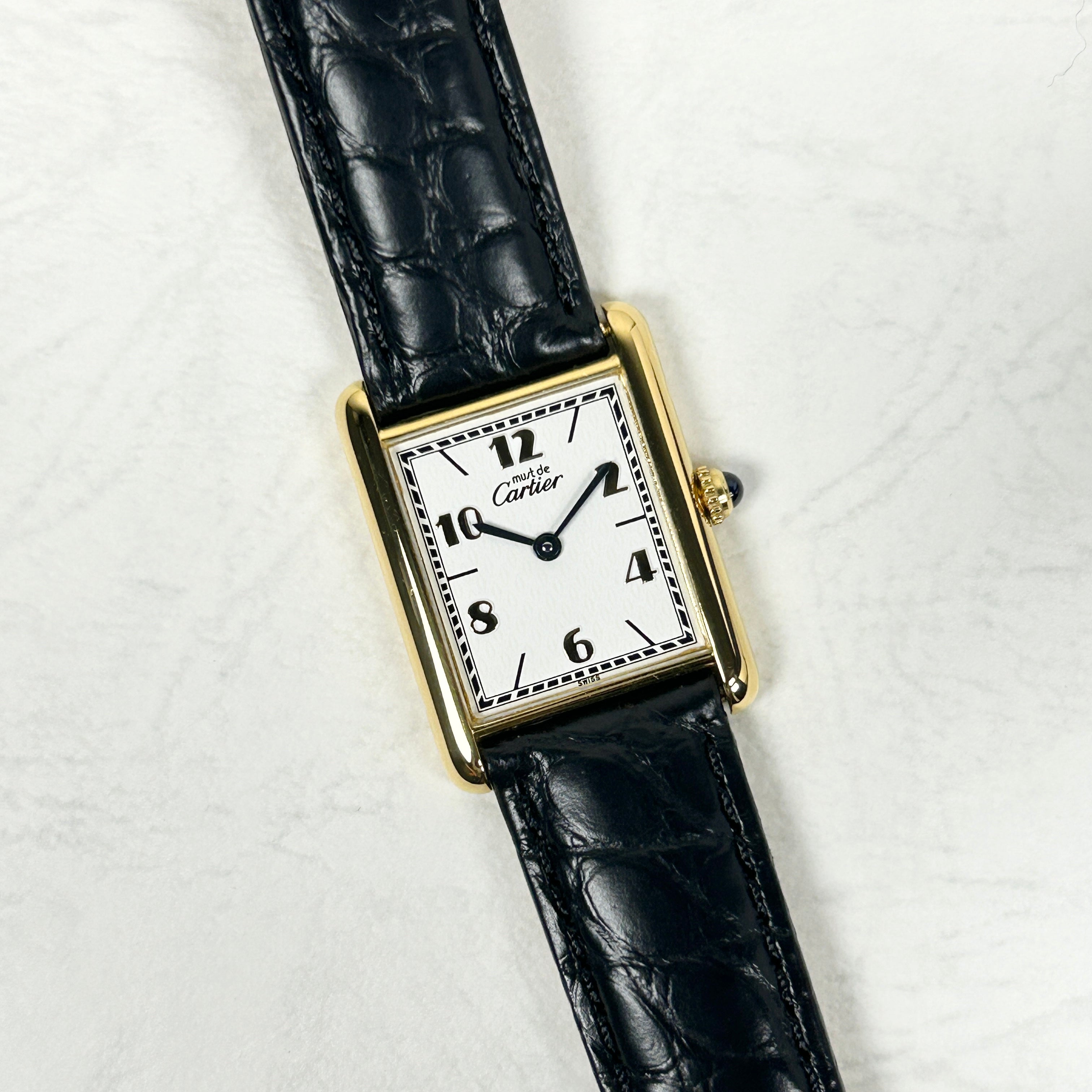 【Cartier】カルティエ<BR>マストタンク LM飛びアラビア 付属品付き