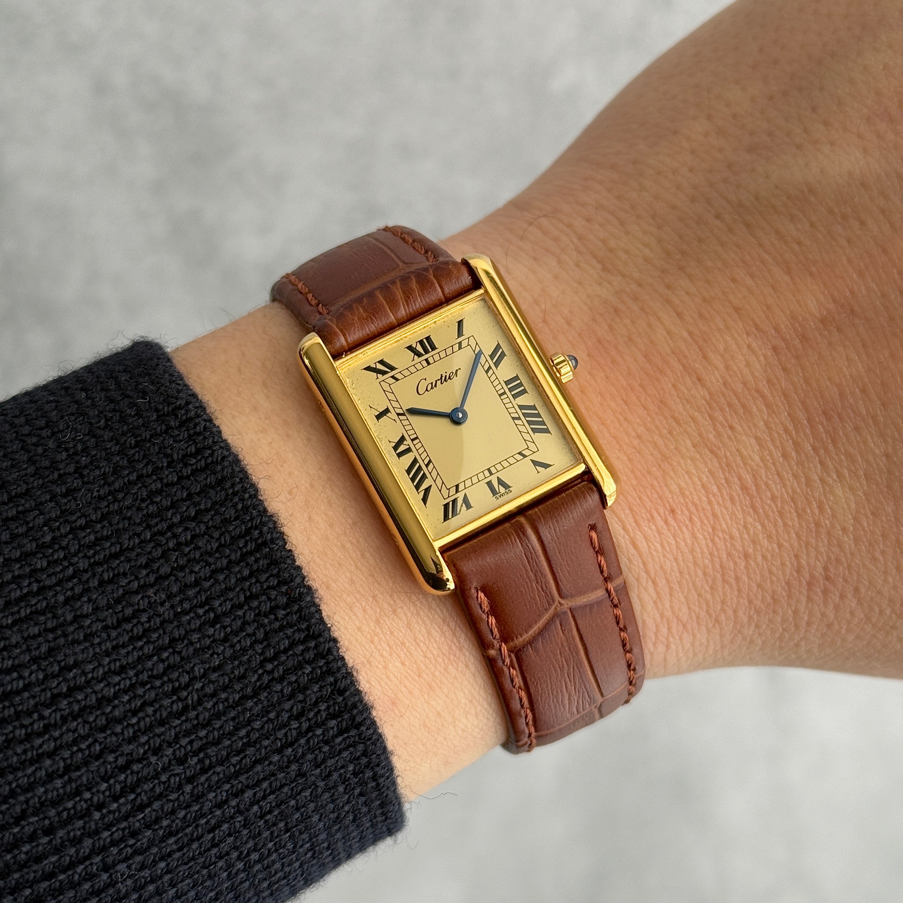 【Cartier】カルティエ マストタンクLM シャンパンローマQZ 純正尾錠付き カルティエコンプリートサービス済み