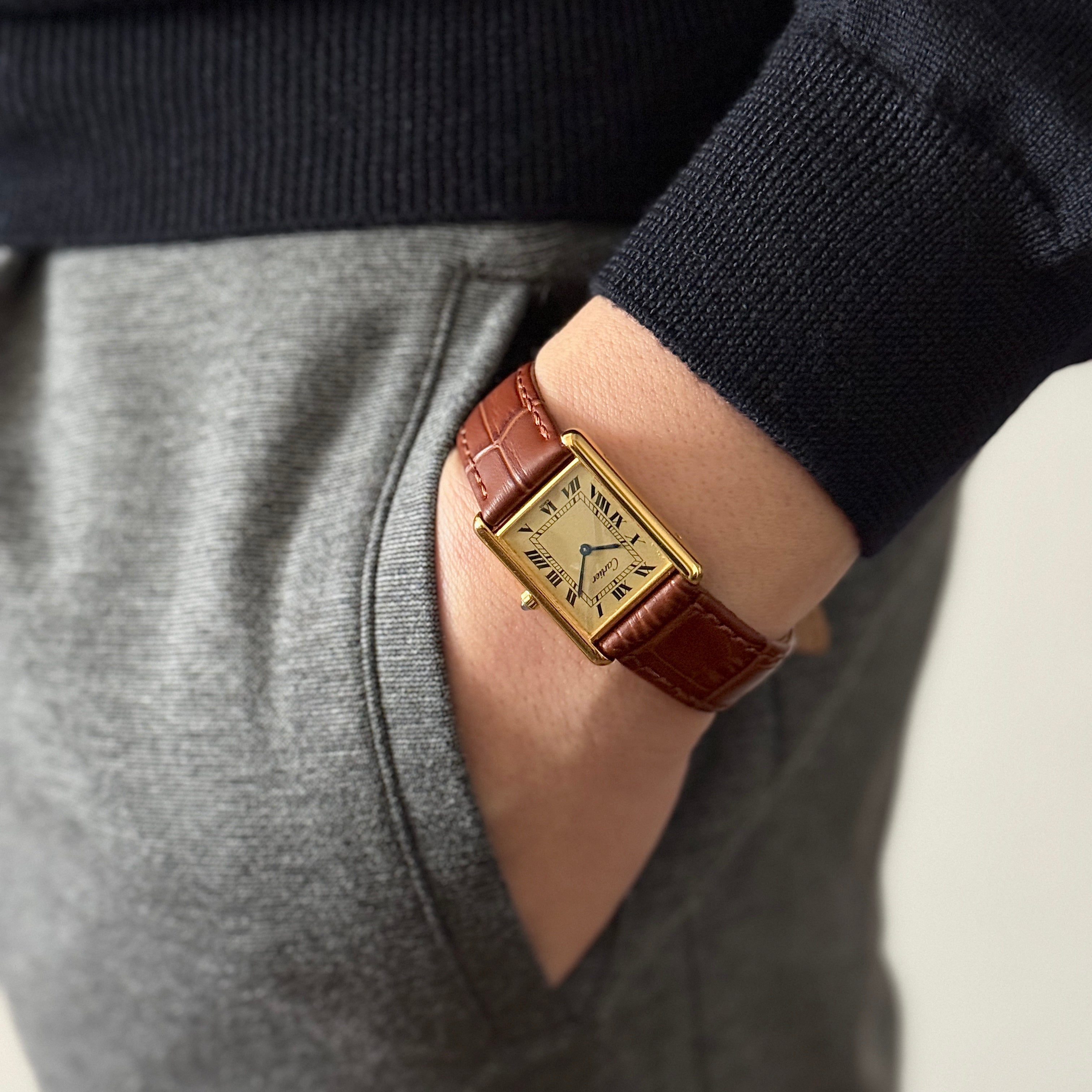 【Cartier】カルティエ マストタンクLM シャンパンローマQZ 純正尾錠付き カルティエコンプリートサービス済み