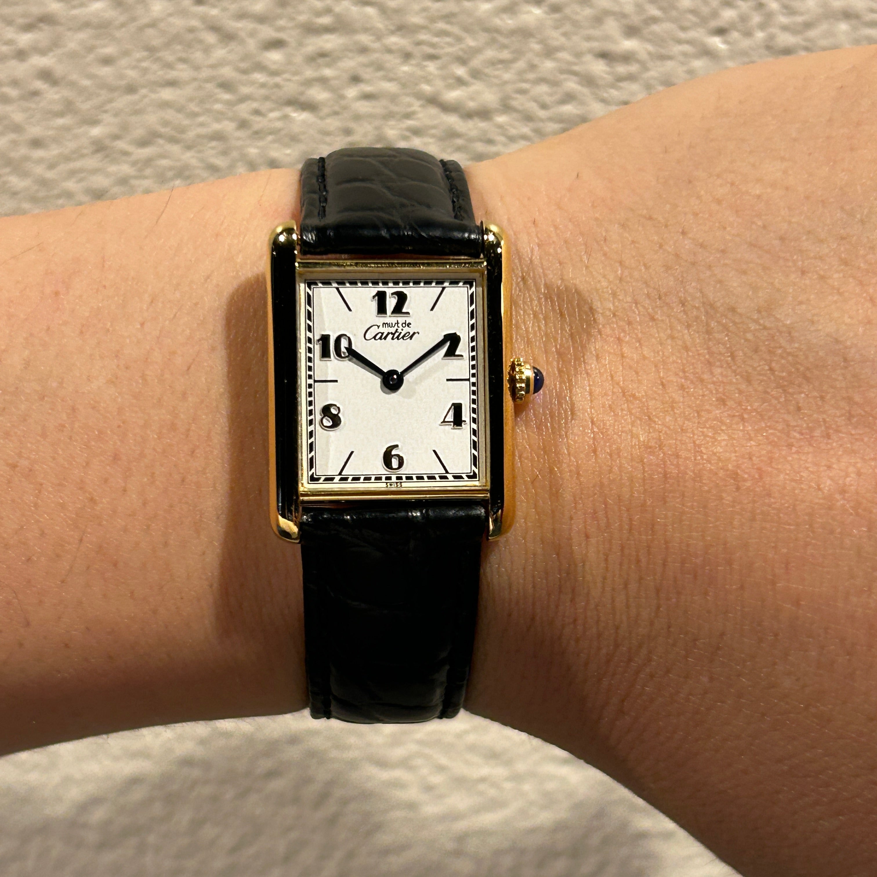 【Cartier】カルティエ<BR>マストタンク LM飛びアラビア 付属品付き