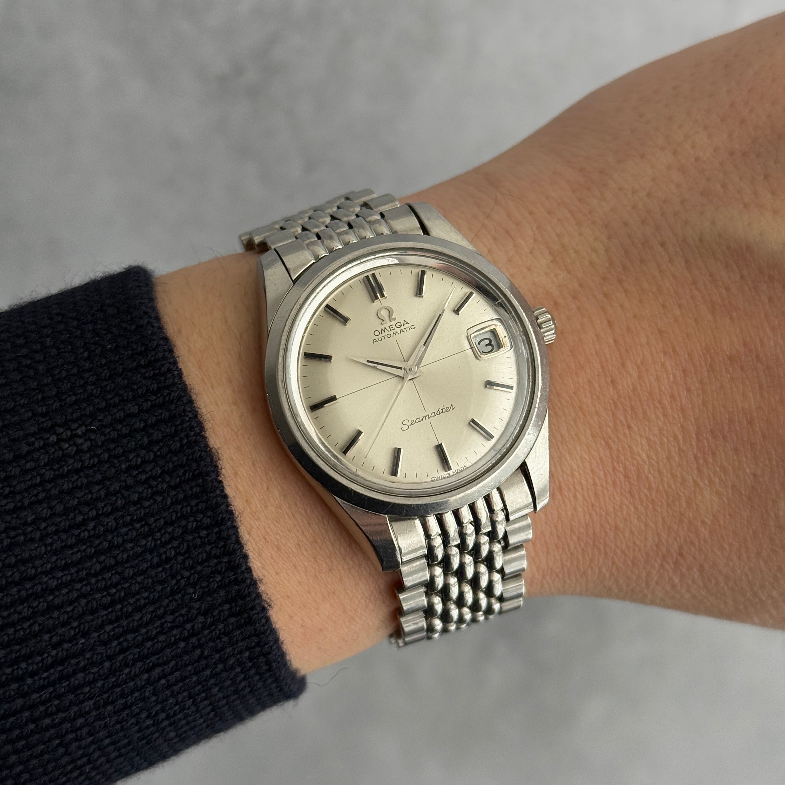 [OMEGA] Omega Seamaster Date Stainless Steel Crossline Cal. 565