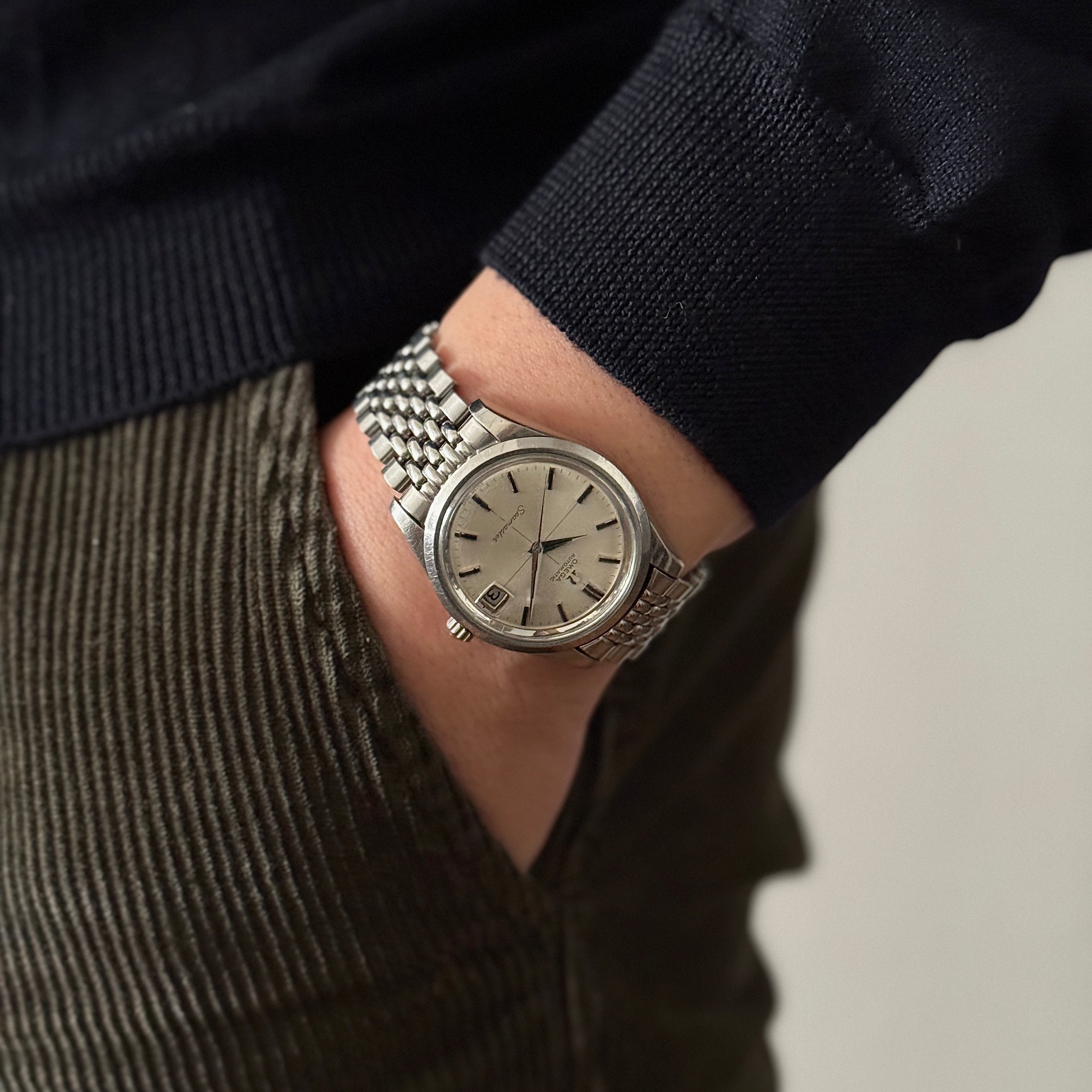 [OMEGA] Omega Seamaster Date Stainless Steel Crossline Cal. 565