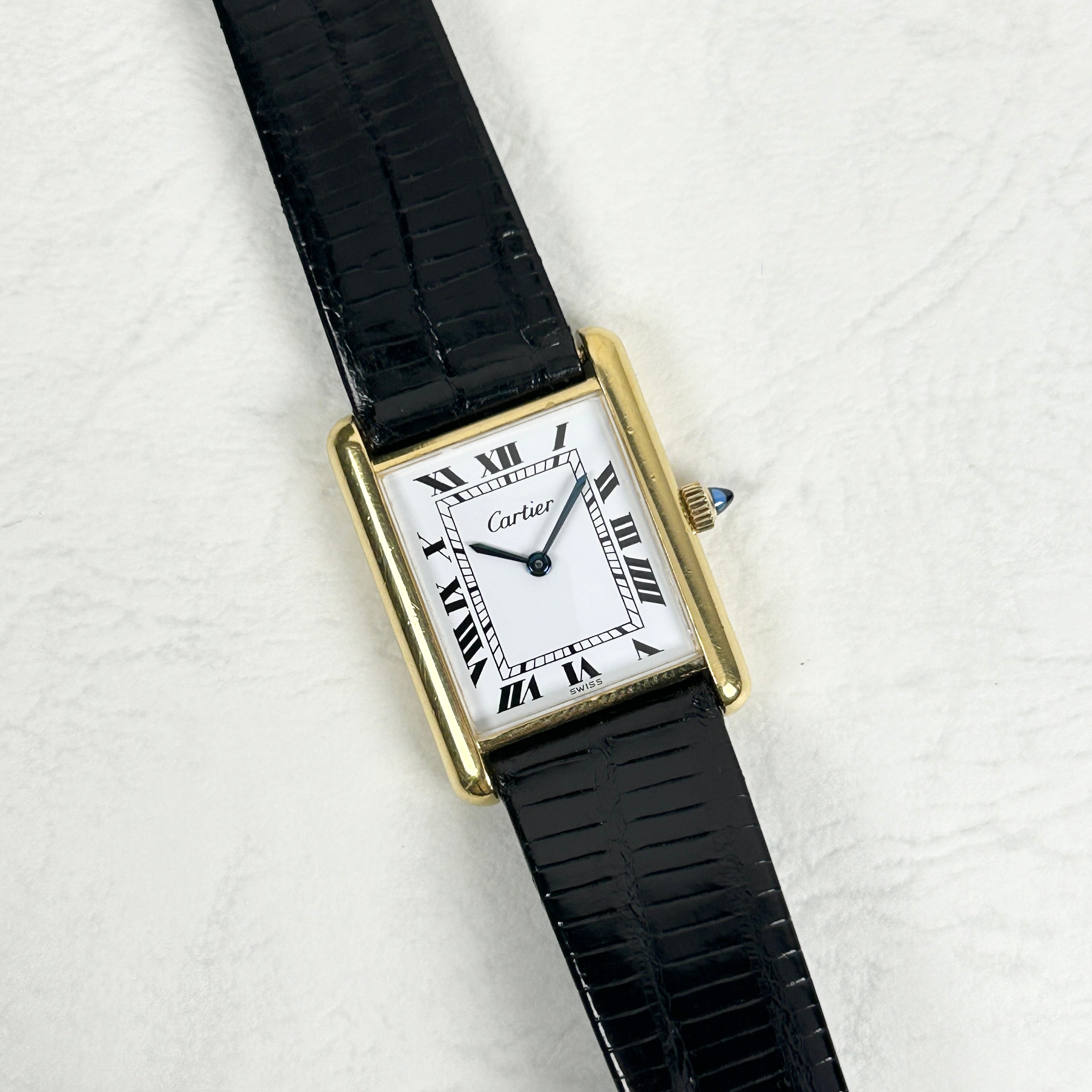 [Cartier] Cartier Must Tank LM Manual Winding White Roman Pre-must de TANK