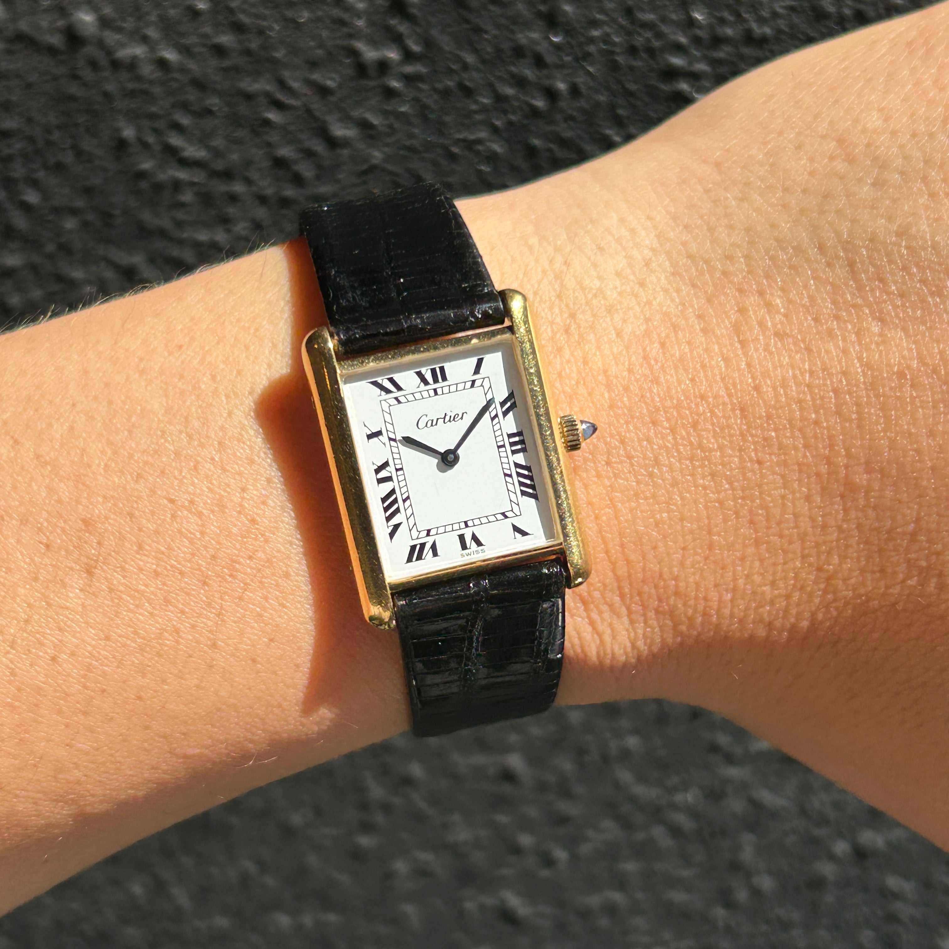 [Cartier] Cartier Must Tank LM Manual Winding White Roman Pre-must de TANK