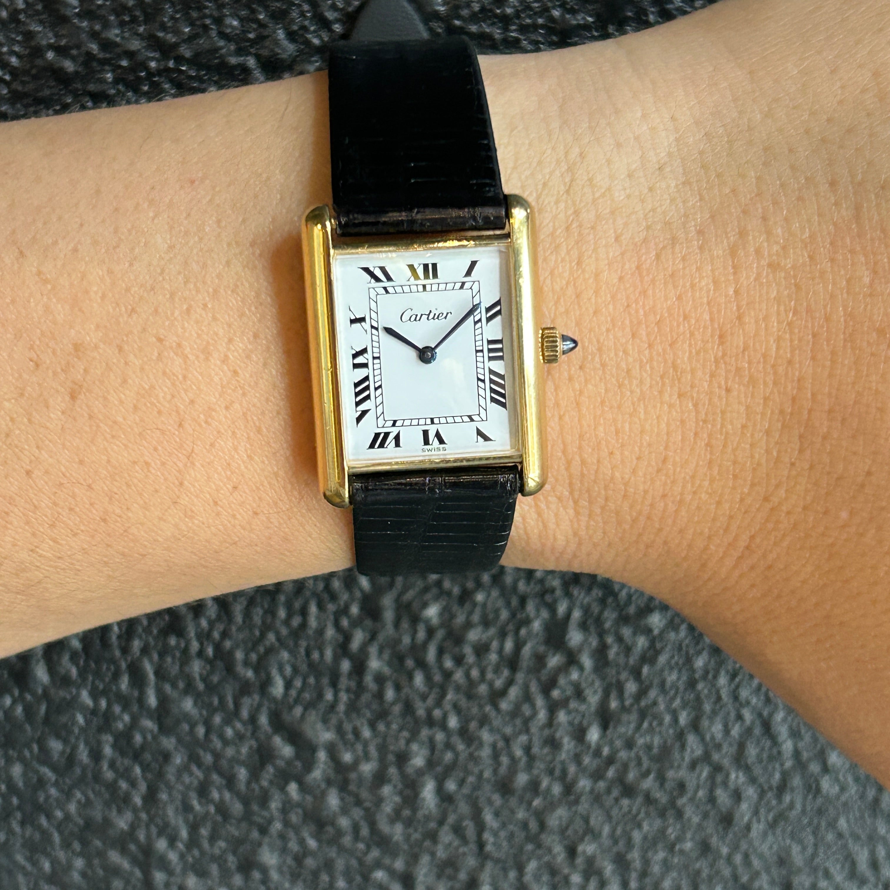 [Cartier] Cartier Must Tank LM Manual Winding White Roman Pre-must de TANK