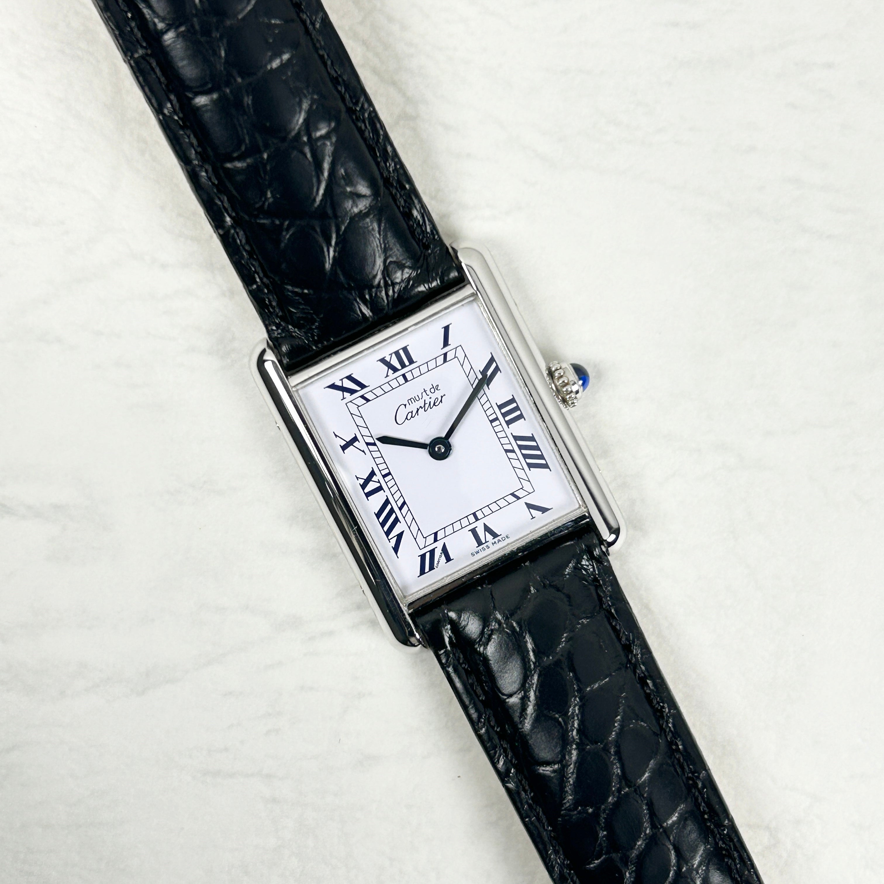 [Cartier] Cartier Must Tank LM Silver QZ with genuine D-buckle