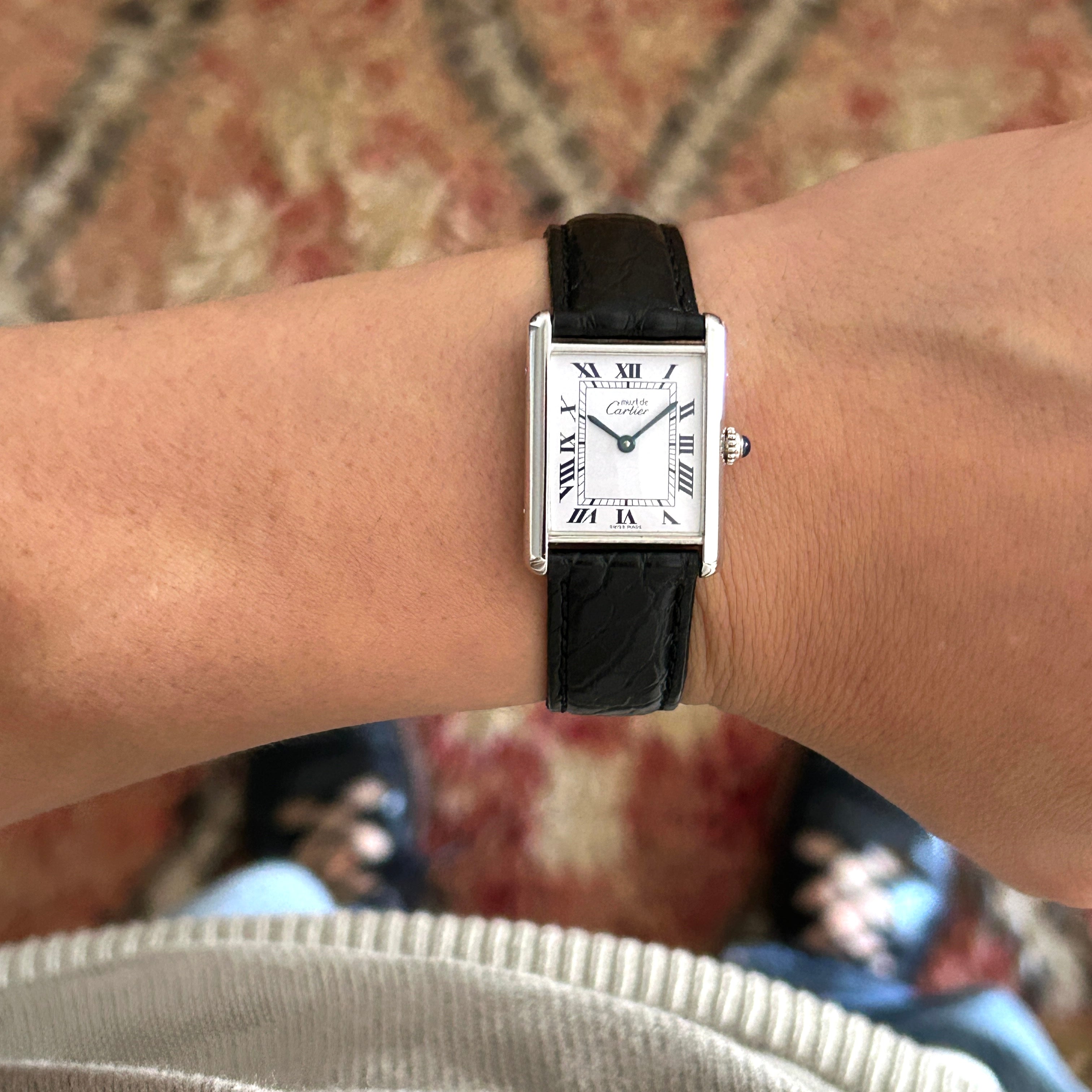 [Cartier] Cartier Must Tank LM Silver QZ with genuine D-buckle