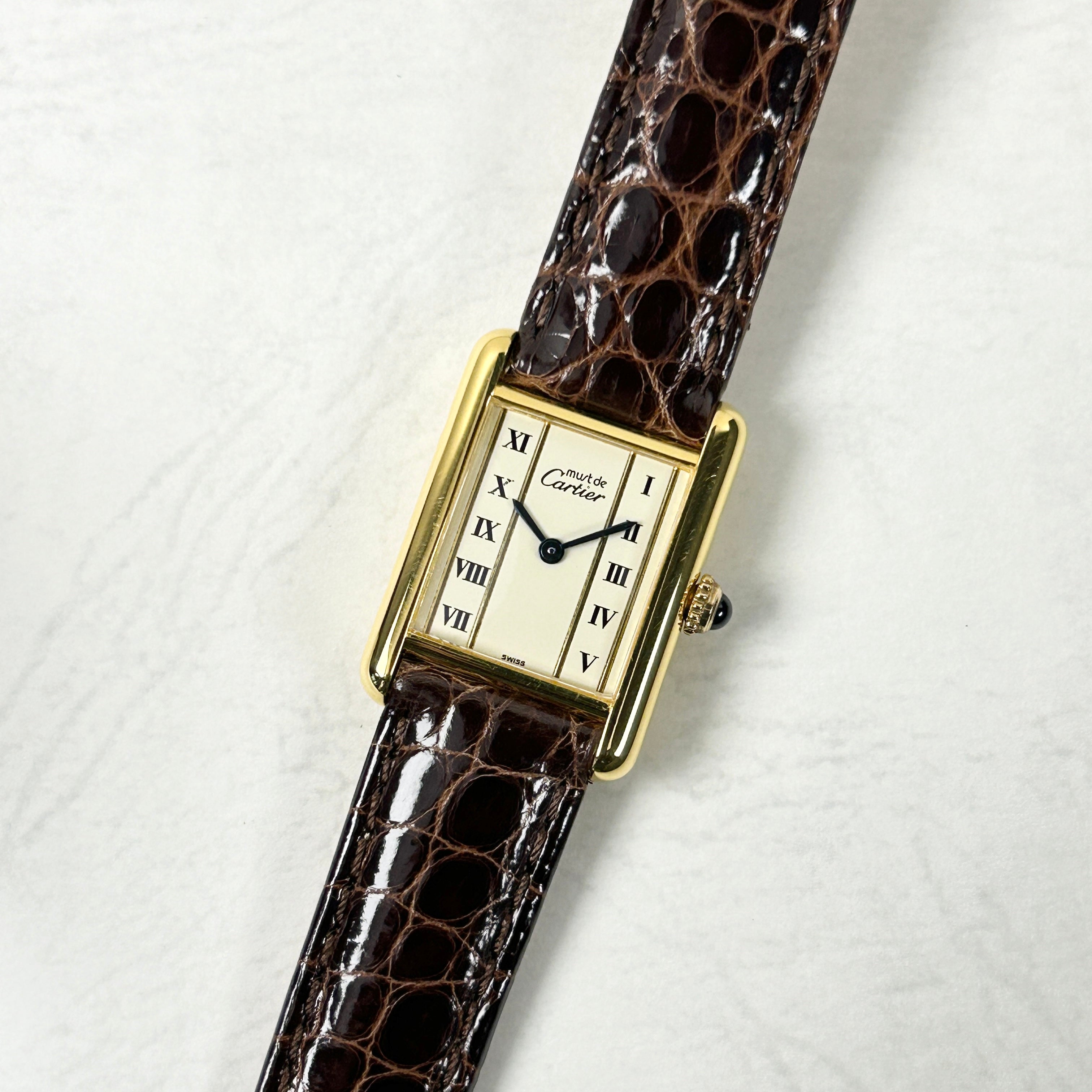 [Cartier] Cartier Must Tank SM Vertical Roman with genuine D-buckle