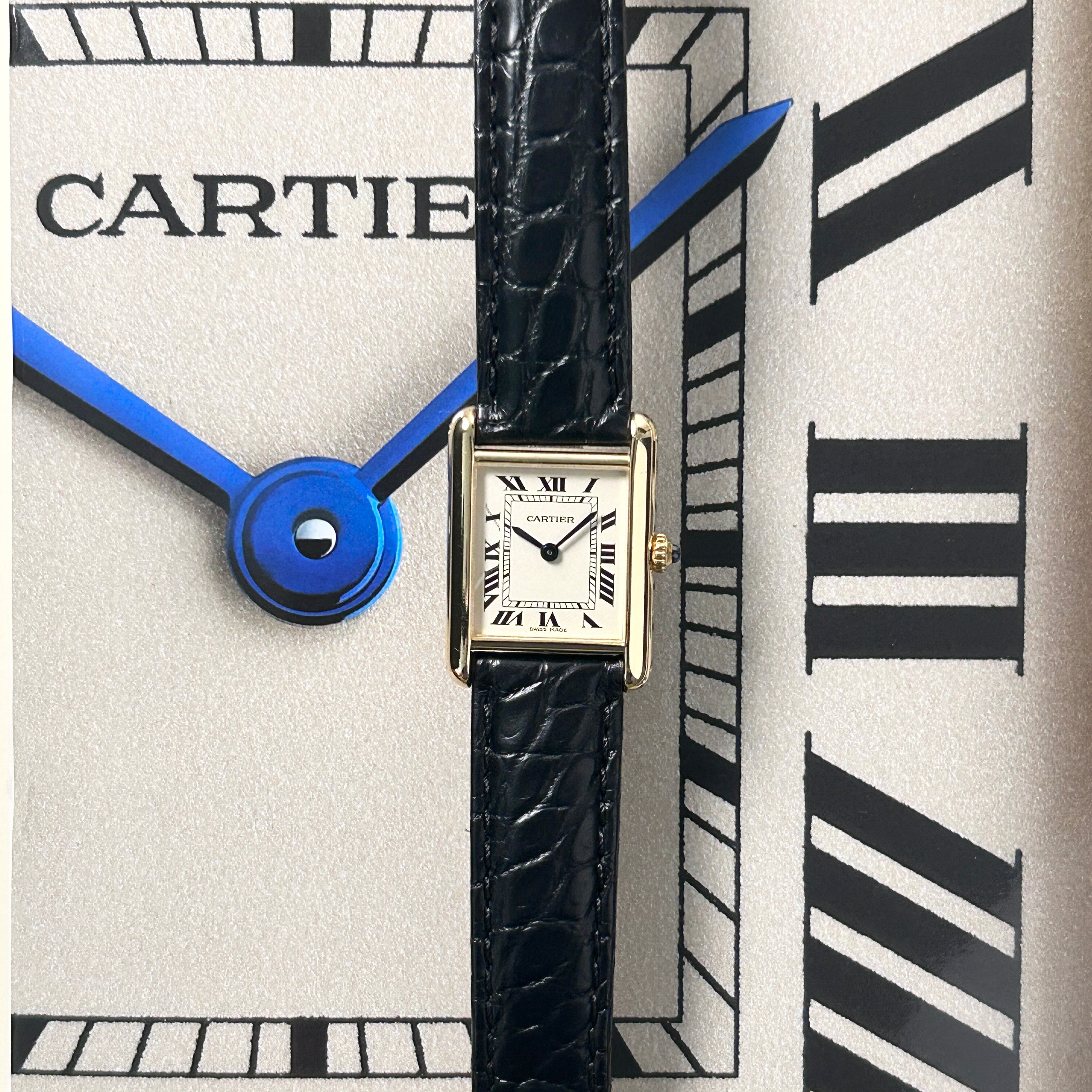 【Cartier】カルティエ<BR>タンクルイカルティエ SM 18KYG 純正18金Dバックル付き