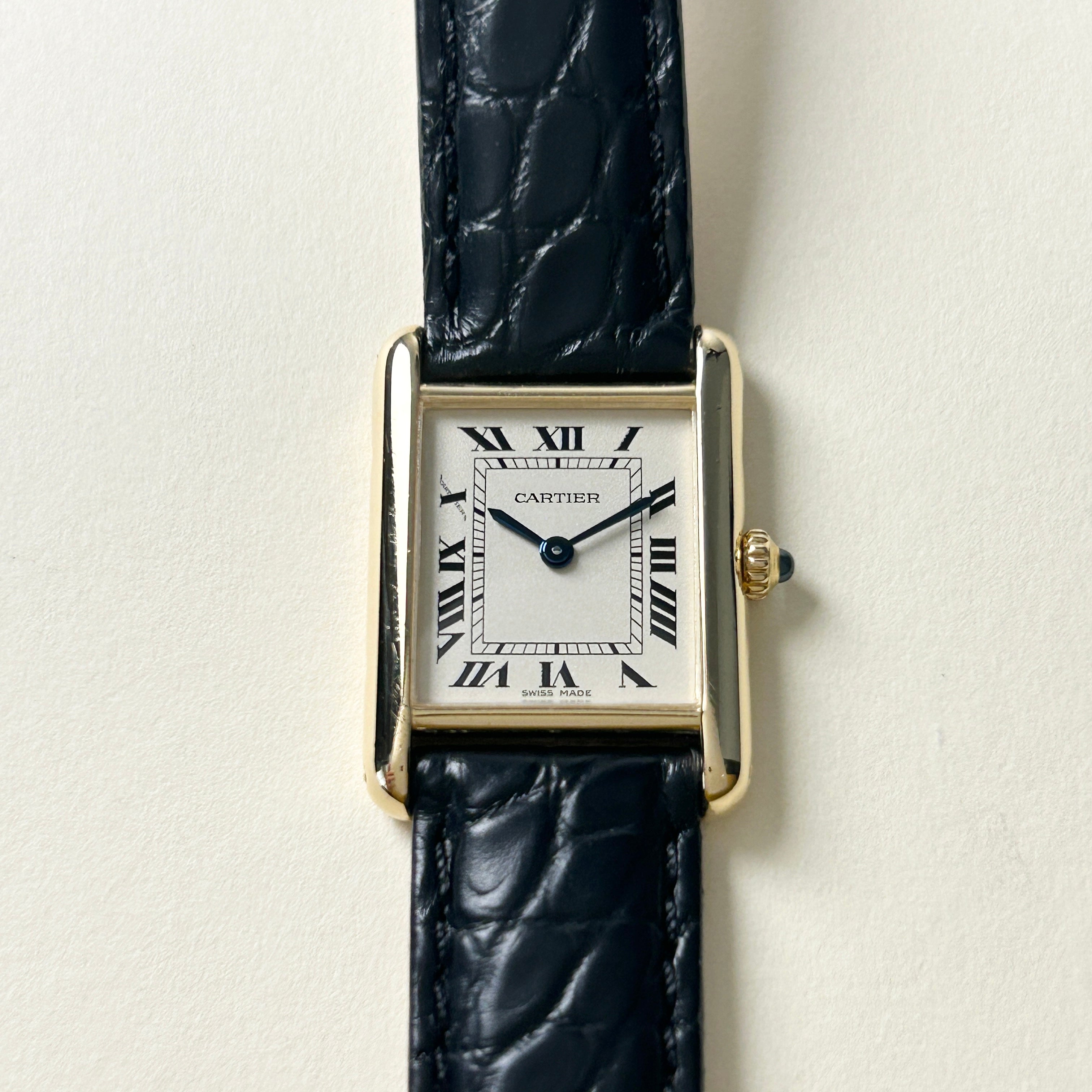 【Cartier】カルティエ<BR>タンクルイカルティエ SM 18KYG 純正18金Dバックル付き