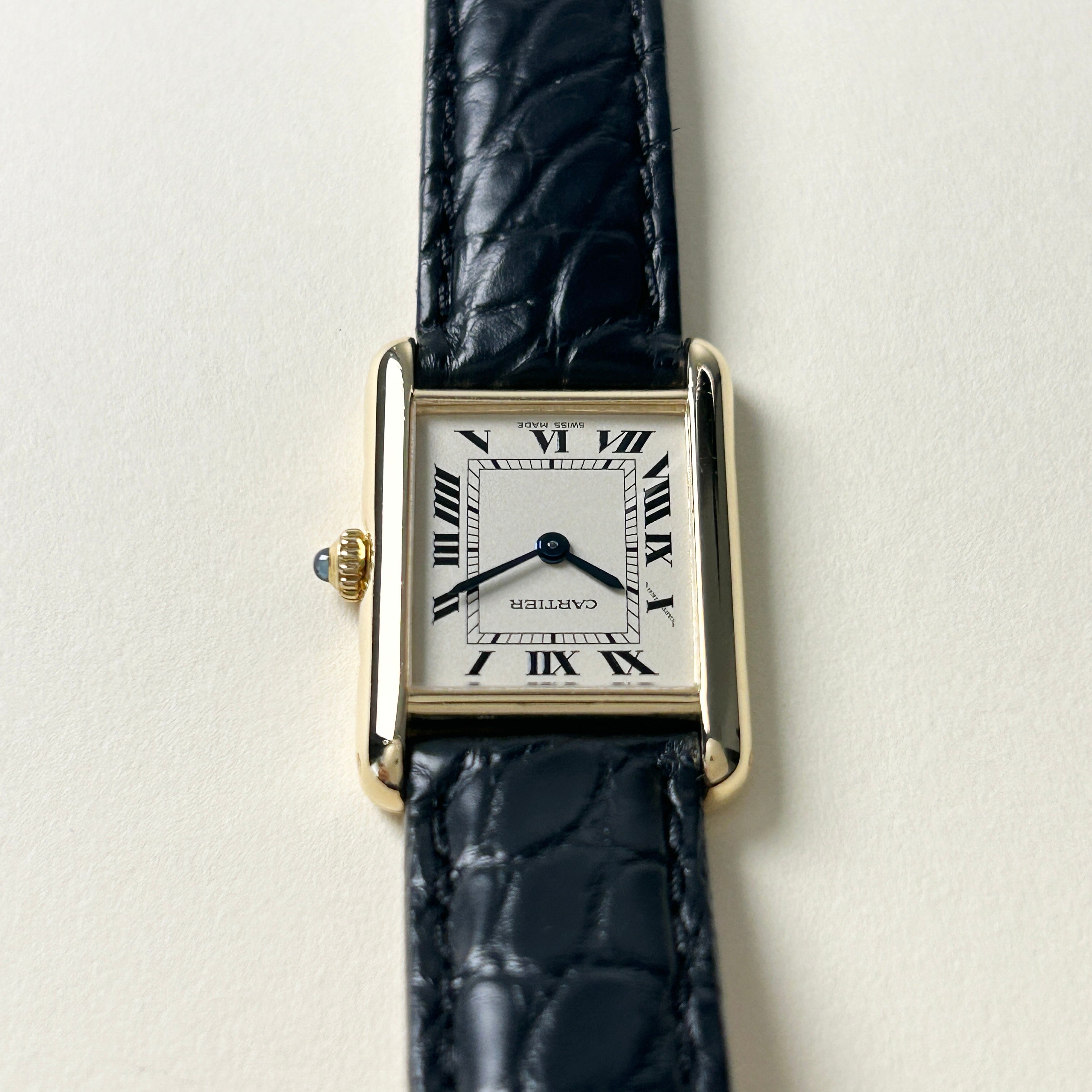 【Cartier】カルティエ<BR>タンクルイカルティエ SM 18KYG 純正18金Dバックル付き