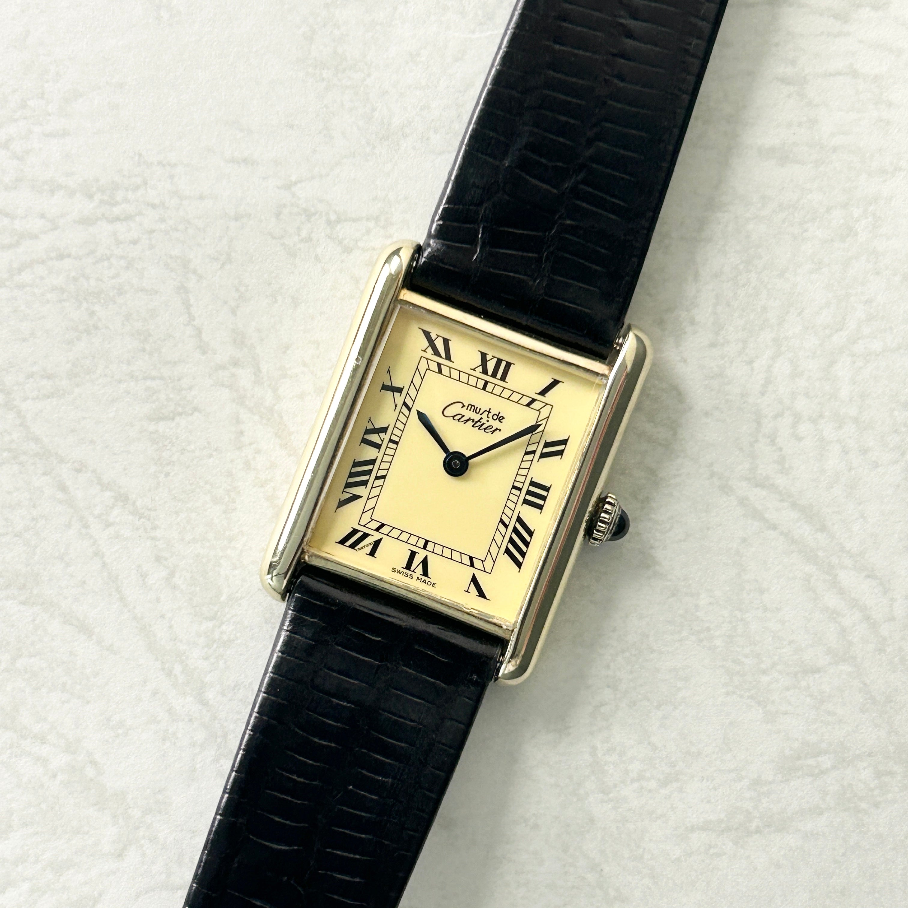 [Cartier] Cartier Must Tank LM Manual Winding Ivory Roman "SWISS MADE"