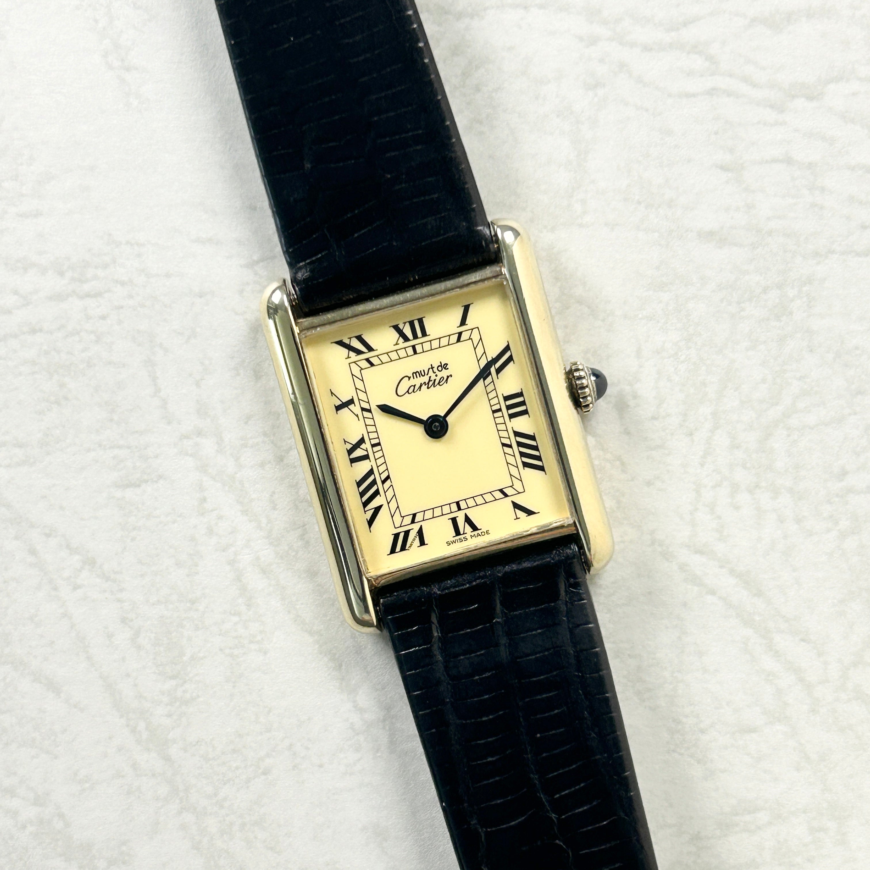 [Cartier] Cartier Must Tank LM Manual Winding Ivory Roman "SWISS MADE"