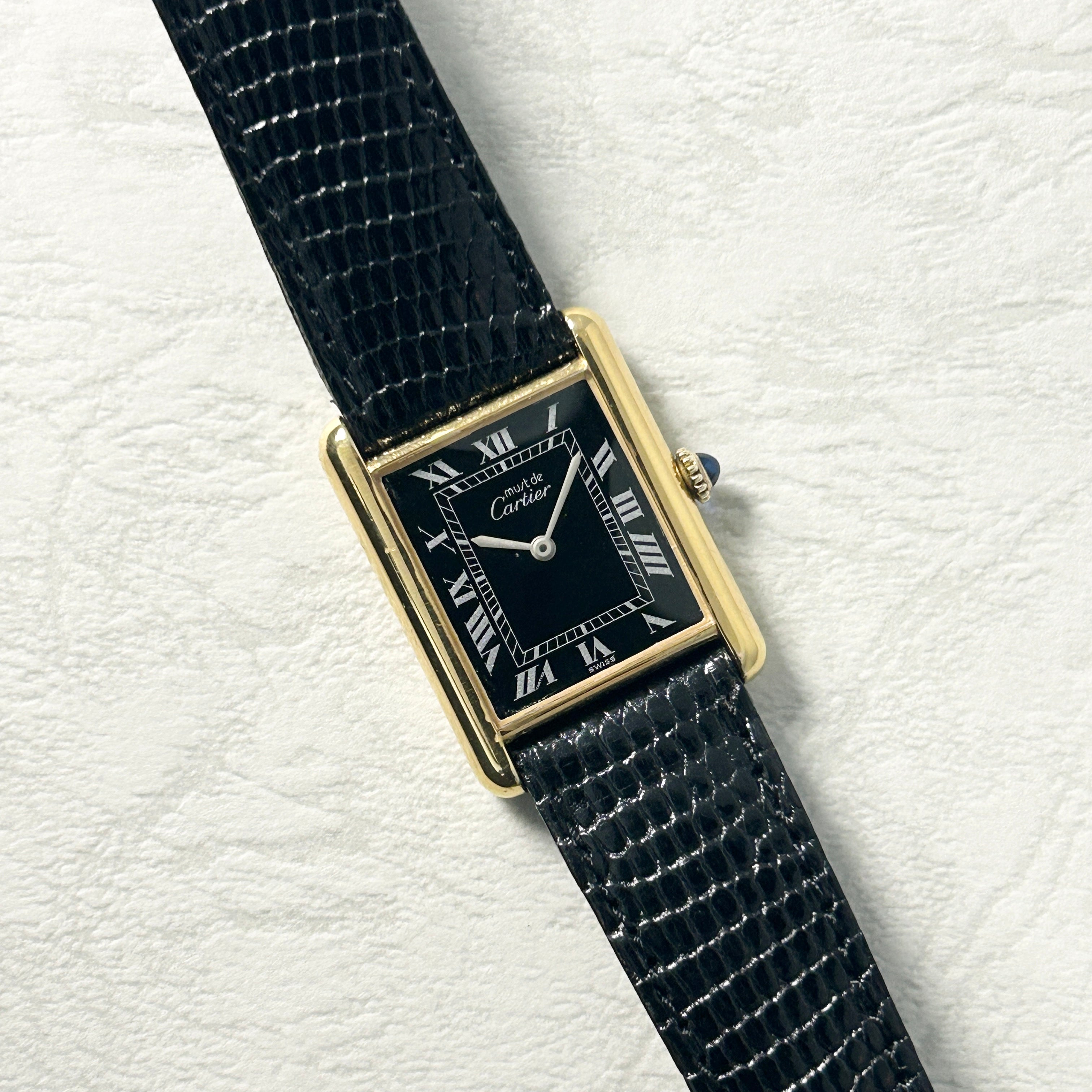 [Cartier] Cartier Must Tank LM Manual Winding Black Roman with accessories