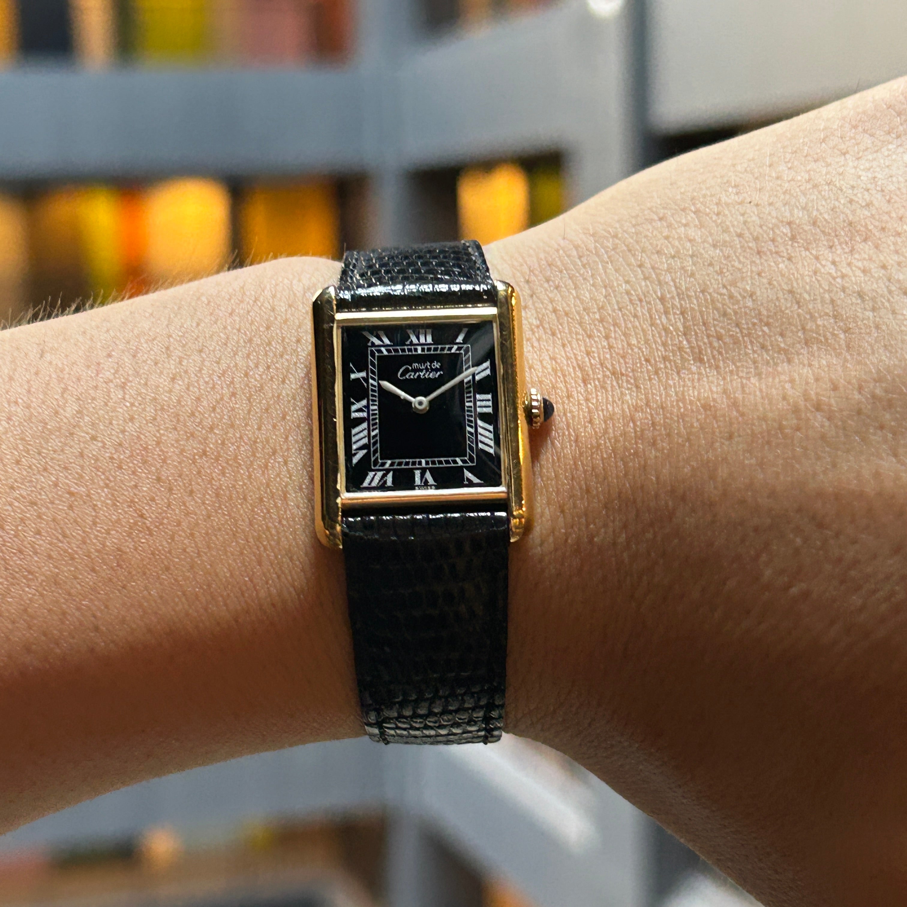 [Cartier] Cartier Must Tank LM Manual Winding Black Roman with accessories