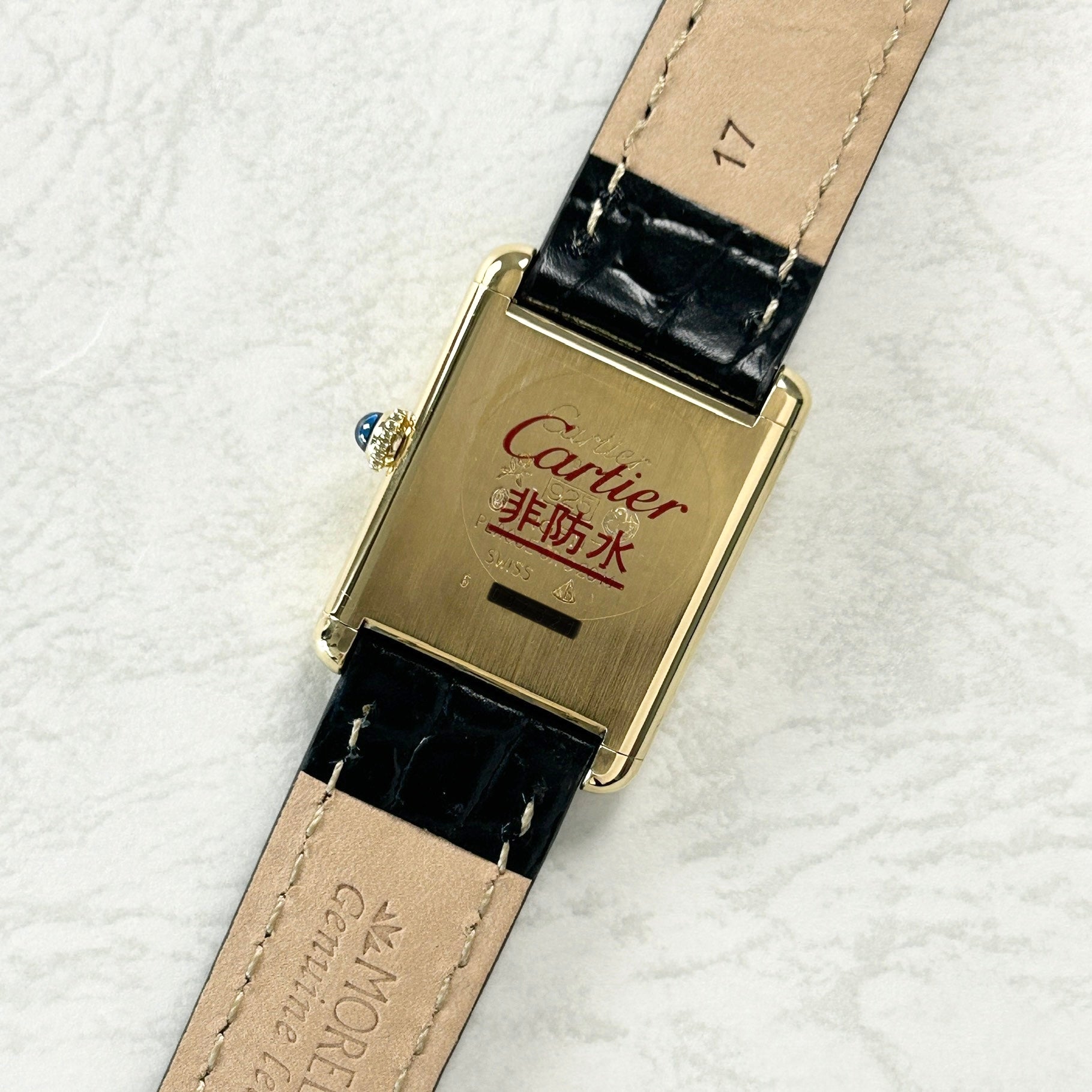 【Cartier】カルティエ<BR>マストタンク LMオニキス 永久保証書付き