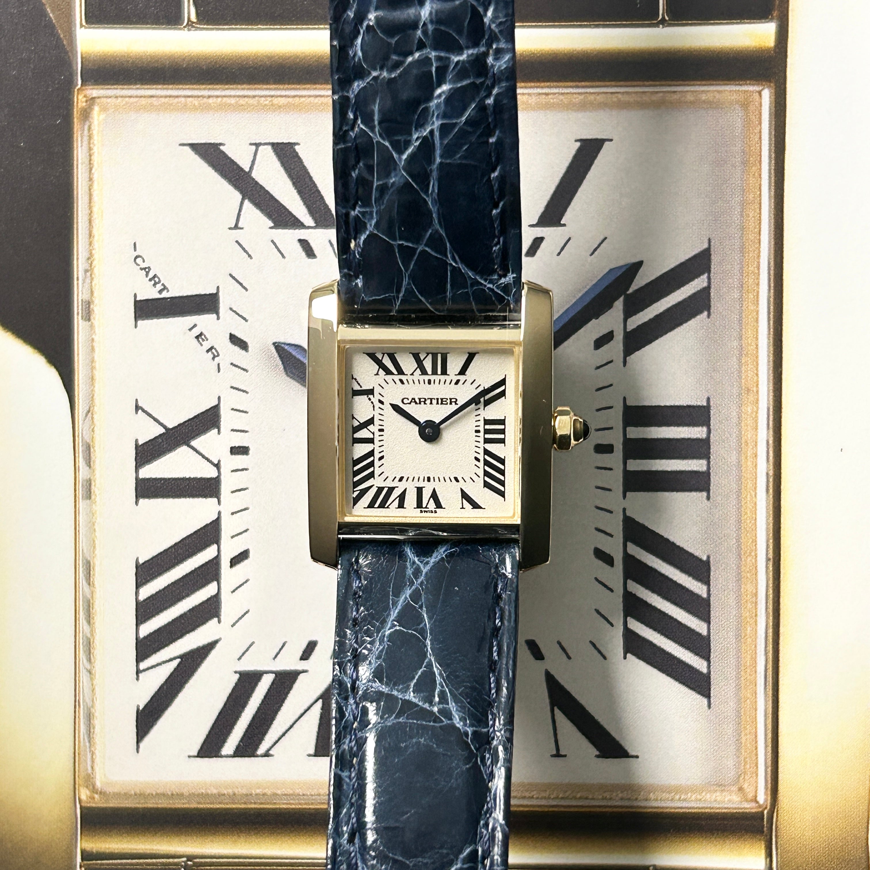 【Cartier】カルティエ<BR>タンクフランセーズ SM 18KYG 純正18金Dバックル付き