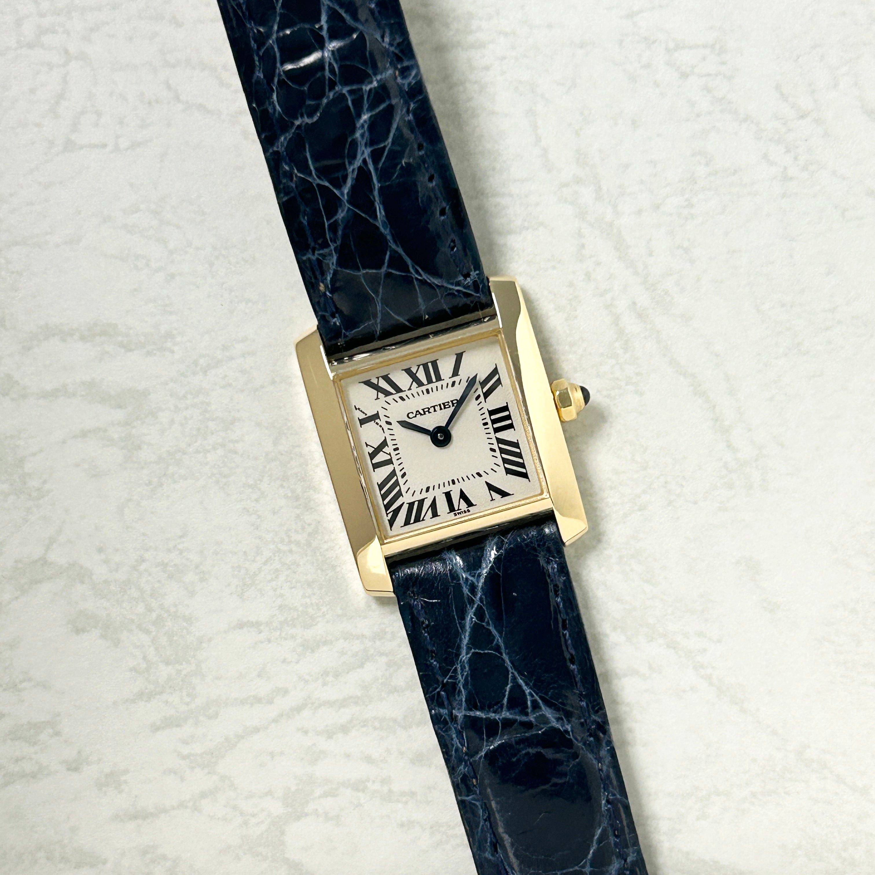 【Cartier】カルティエ<BR>タンクフランセーズ SM 18KYG 純正18金Dバックル付き