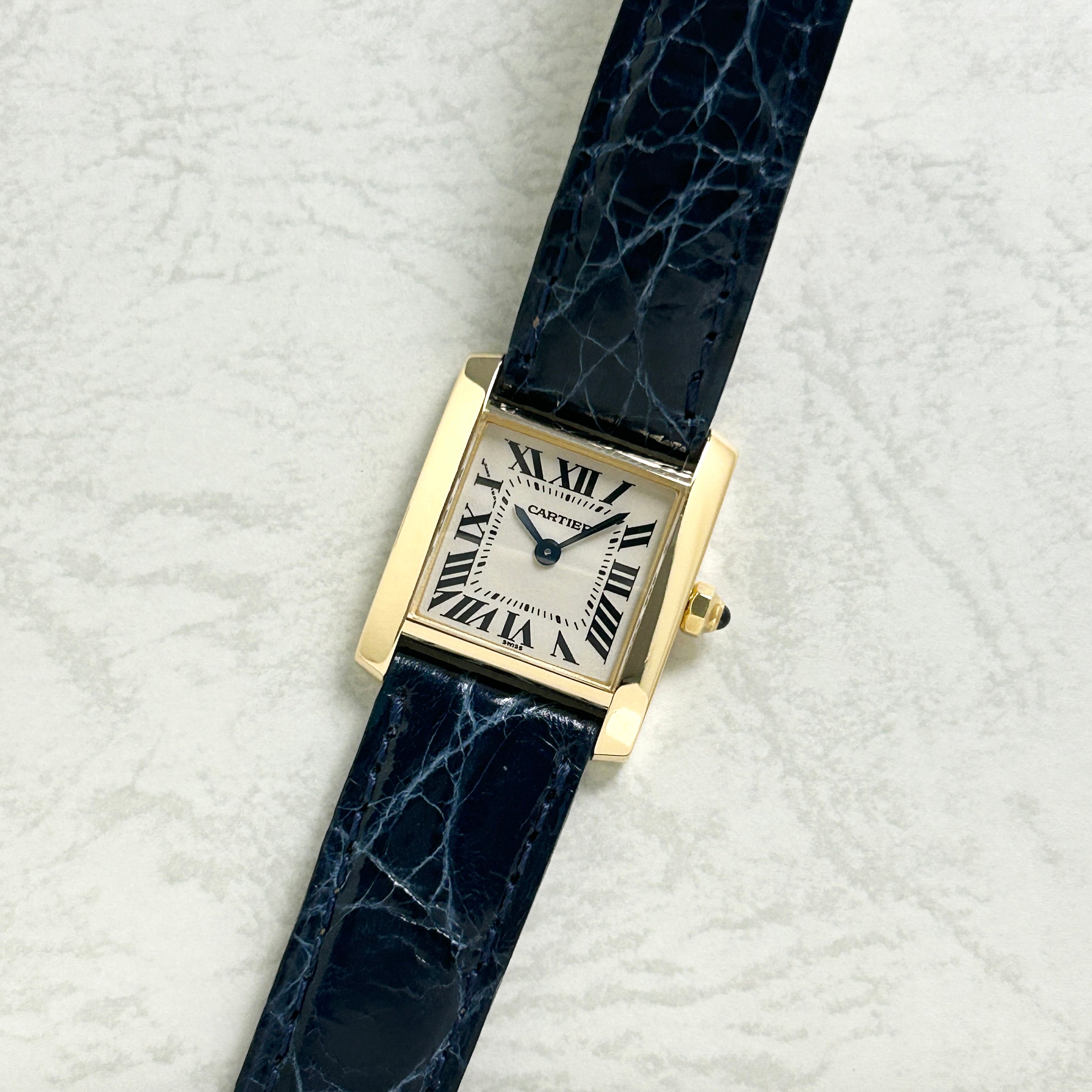 【Cartier】カルティエ<BR>タンクフランセーズ SM 18KYG 純正18金Dバックル付き