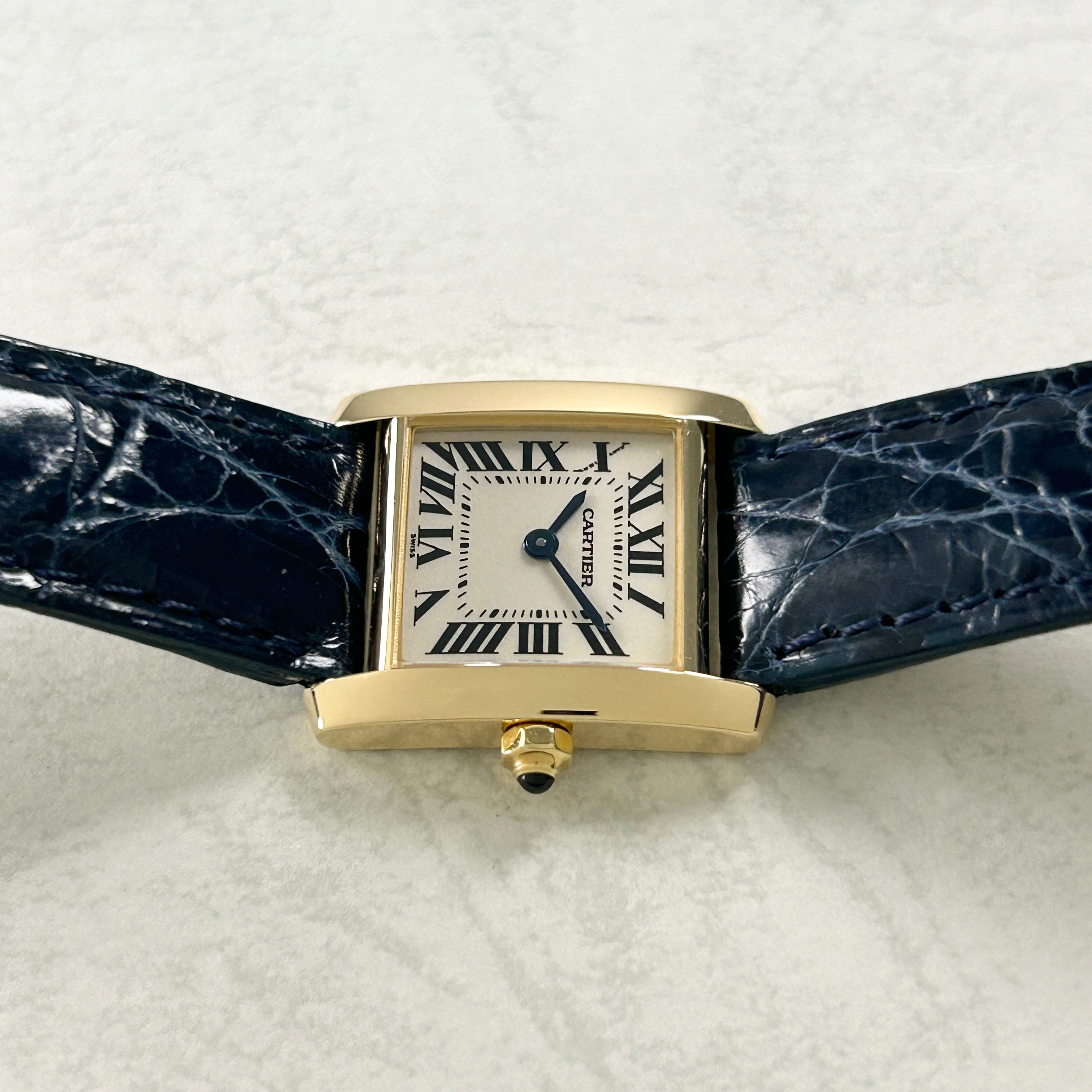 【Cartier】カルティエ<BR>タンクフランセーズ SM 18KYG 純正18金Dバックル付き