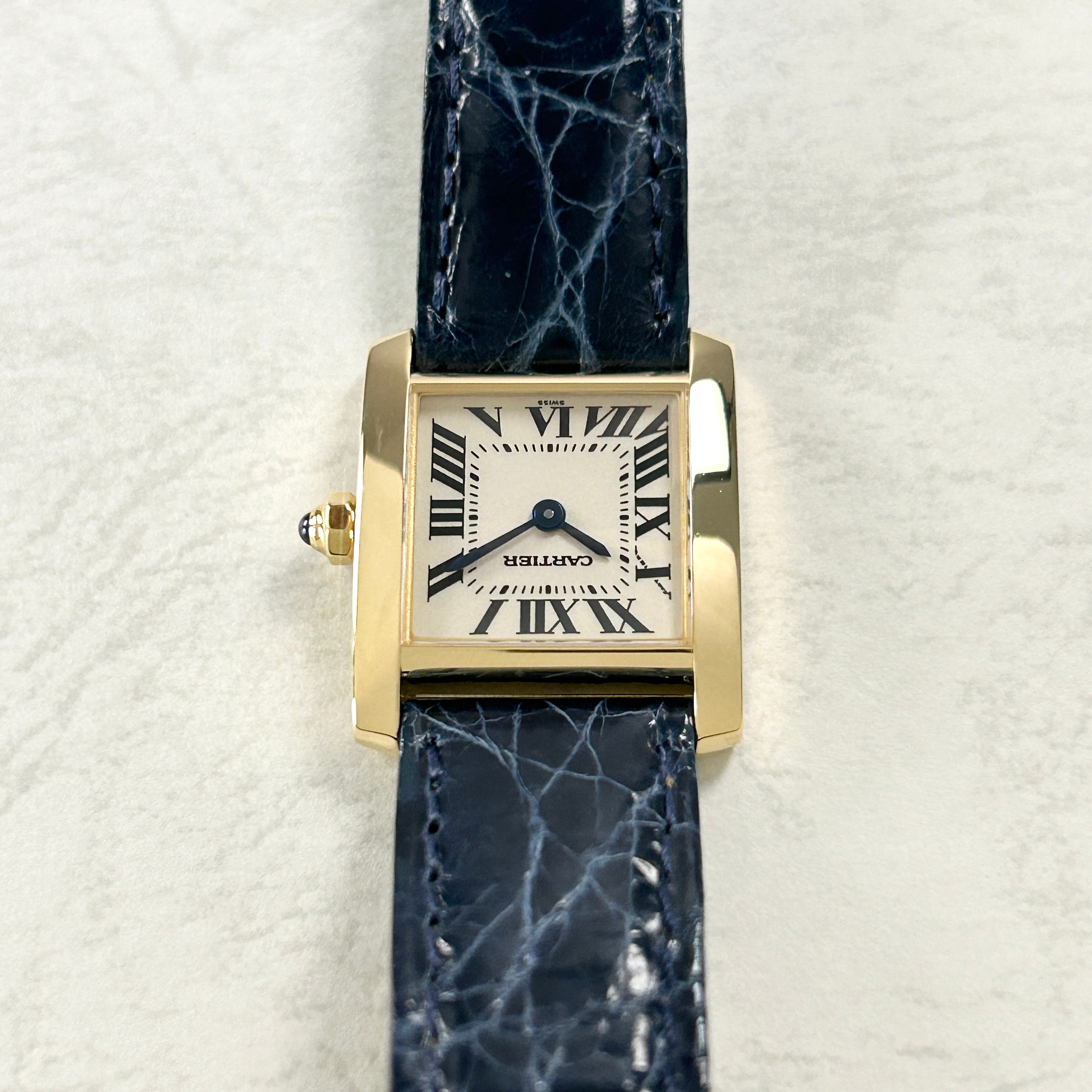 【Cartier】カルティエ<BR>タンクフランセーズ SM 18KYG 純正18金Dバックル付き