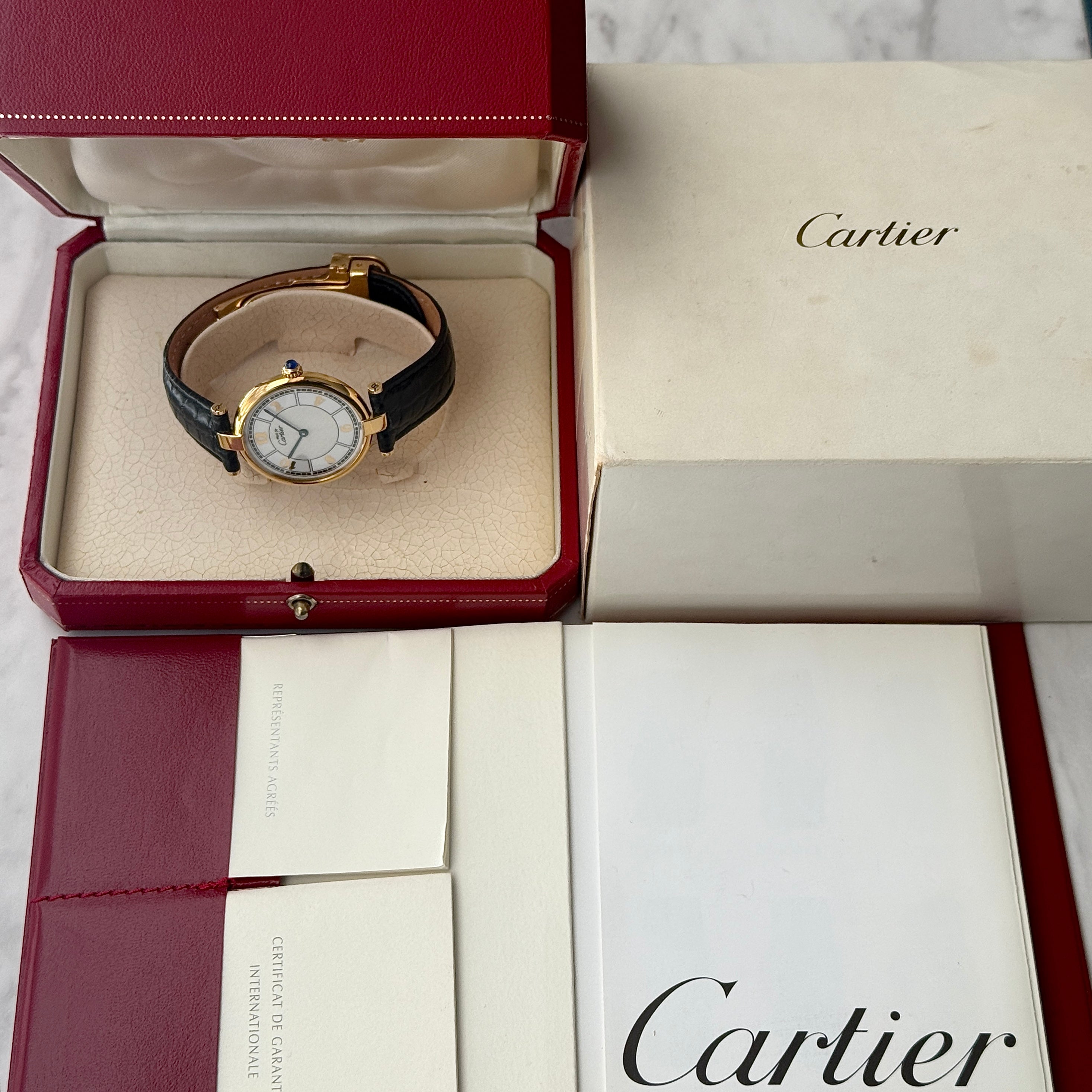 【Cartier】Cartier Must Vendôme LM,Scattered Arabic Numerals, with Original Deployment Buckle, Complete with Box and Papers
