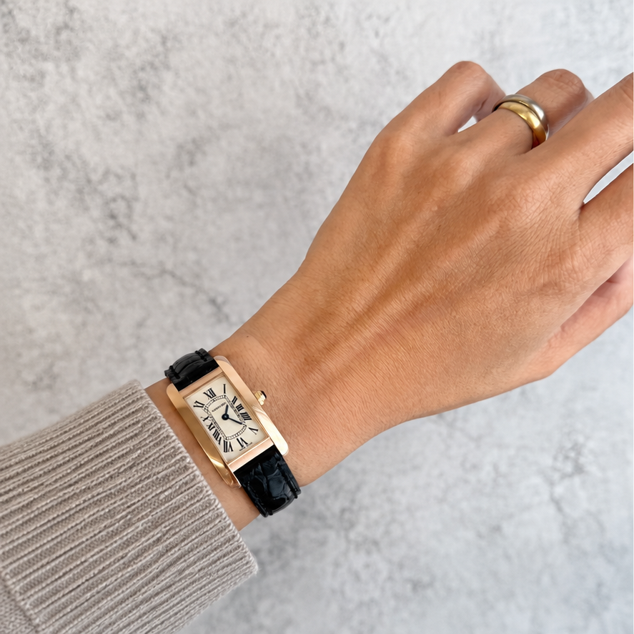 【Cartier】カルティエ タンクアメリカンSM 18KPG 付属品完備 カルティエコンプリートサービス済み