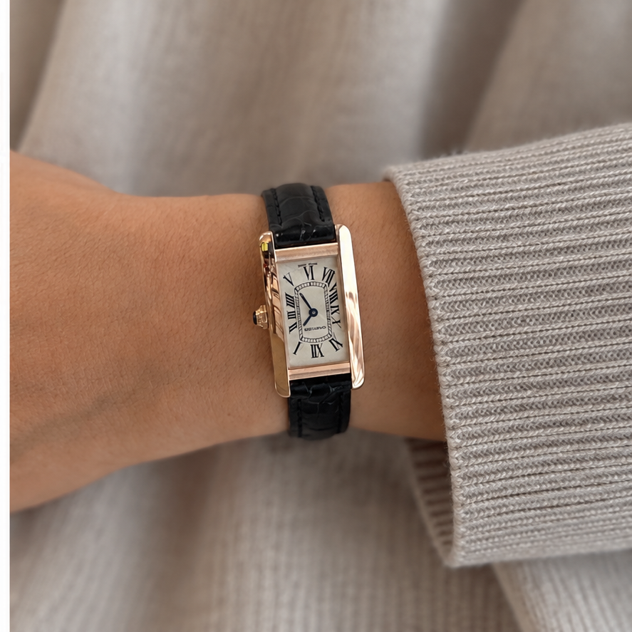【Cartier】カルティエ タンクアメリカンSM 18KPG 付属品完備 カルティエコンプリートサービス済み