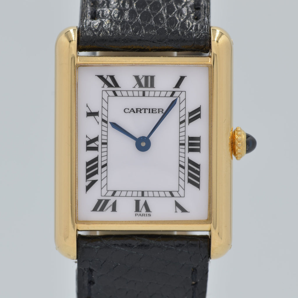 Cartier】カルティエ タンクルイカルティエLM 18KYG手巻き 「PARIS」文字盤