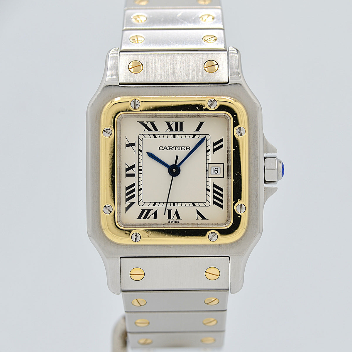 Cartier】カルティエ サントスガルベLM 18KYG×SS 観音開きバックル