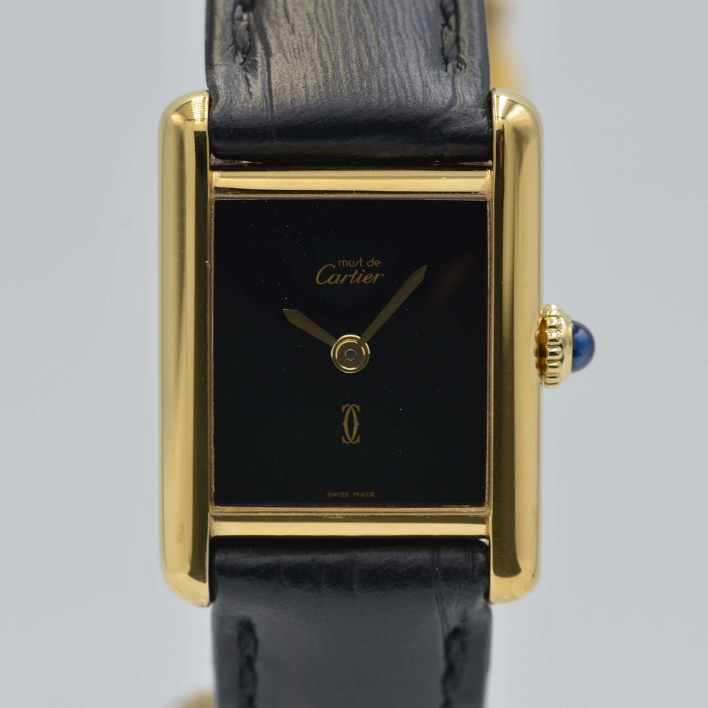 Cartier】カルティエ マストタンク SM 手巻きオニキス 永久保証書付き