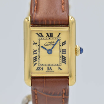 メンテ済☆ 手巻 LM ☆カルティエ マストタンク アイボリー 引き込ん 