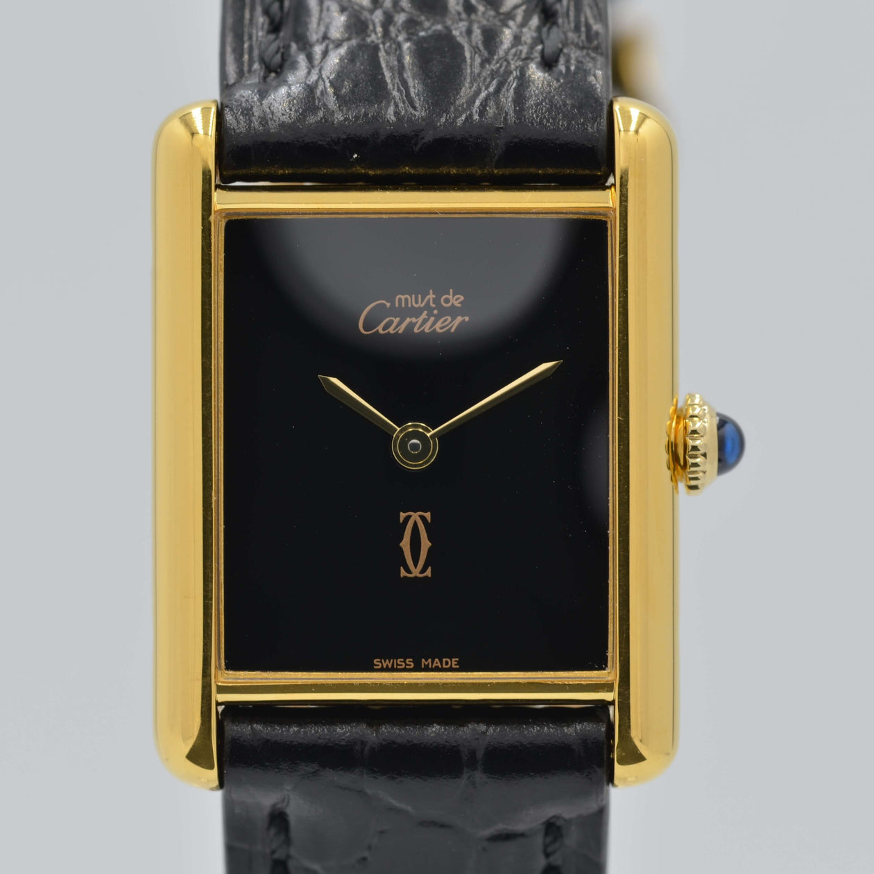 Cartier】カルティエ マストタンク LM手巻きオニキス 永久保証書付き
