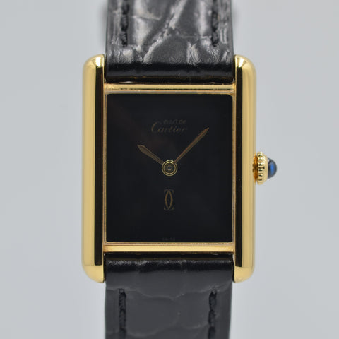 最新コレックション Cartier】カルティエ マストタンク 永久保証書 LM手巻きオニキス 時計
