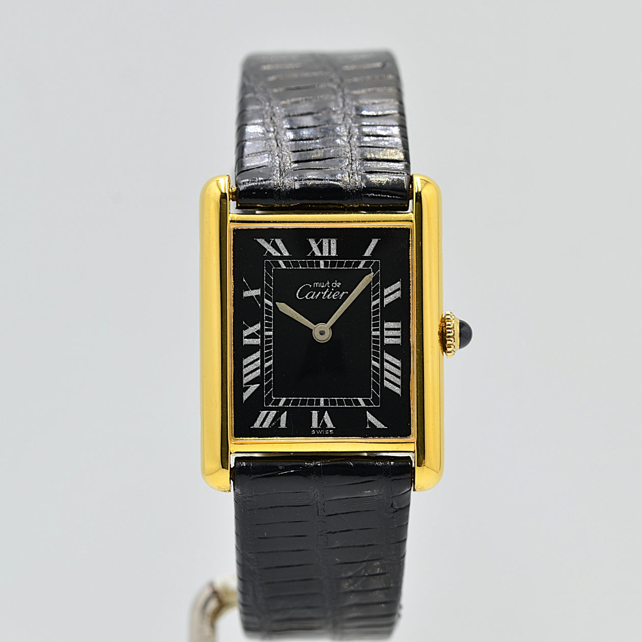 Cartier】カルティエ マストタンクLM ブラックローマ 手巻き 純正尾錠付き 